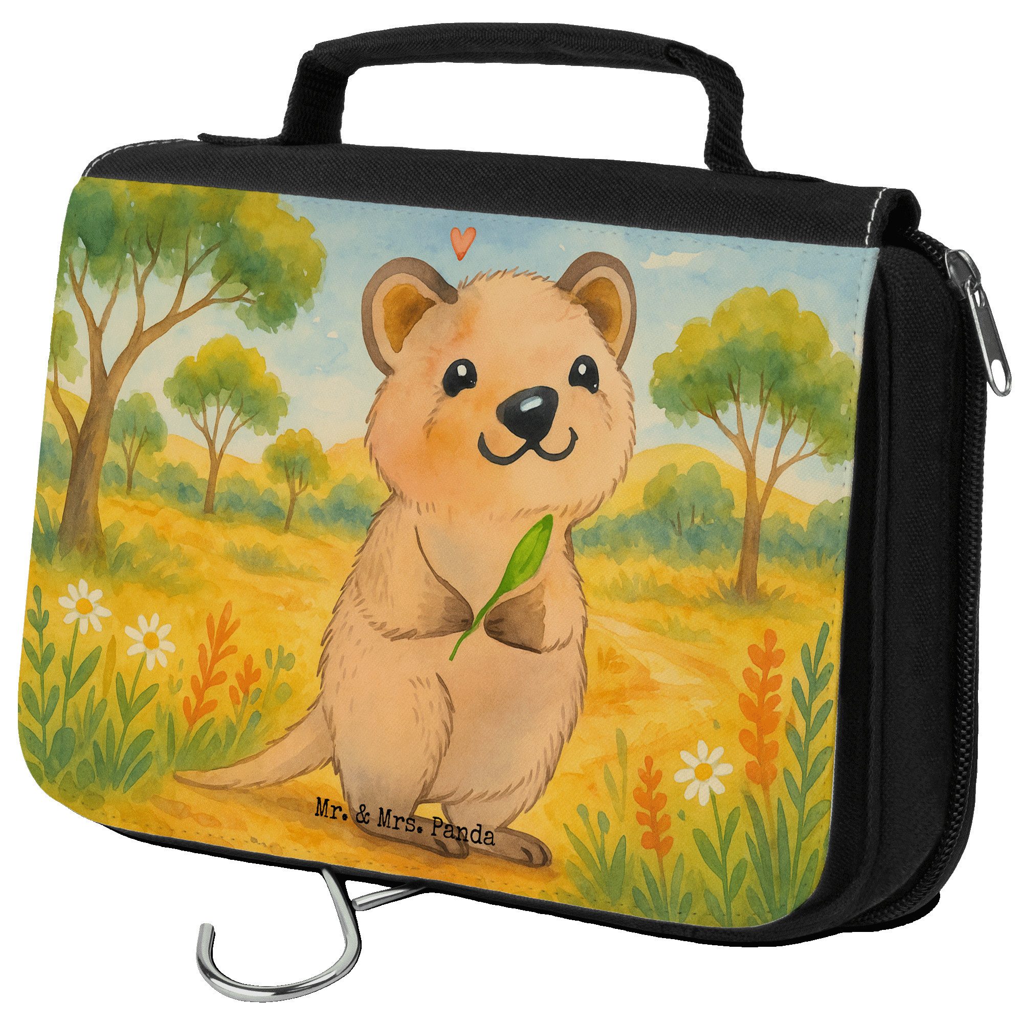 Kulturbeutel Quokka Happy Design, kosmetiktäschchen, Weiß, Lustiger Spruch, Lustig