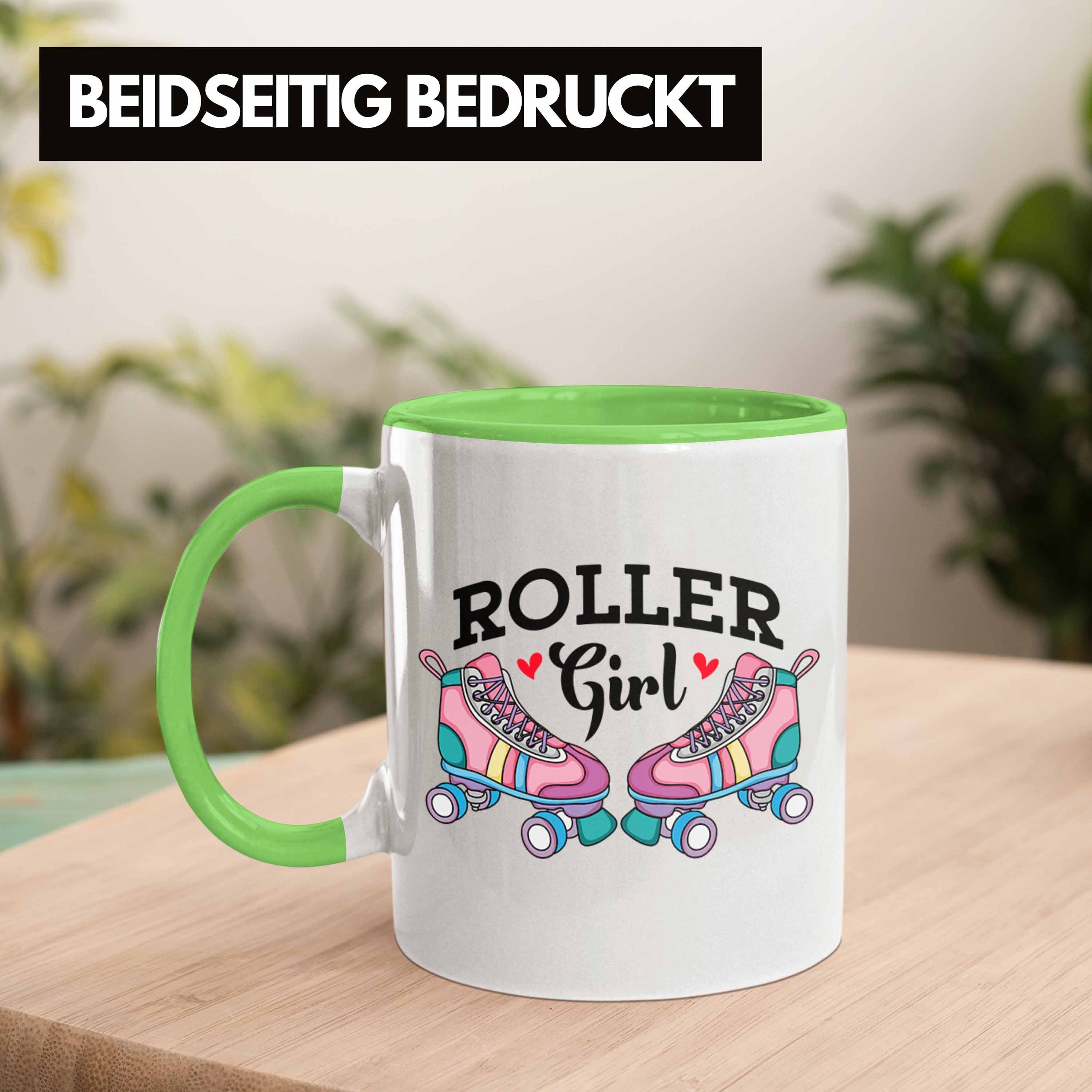 Trendation Tasse Girl" "Roller Grün für Rollschuh Tasse Geschenk Roller Girls 80er Nostalgie