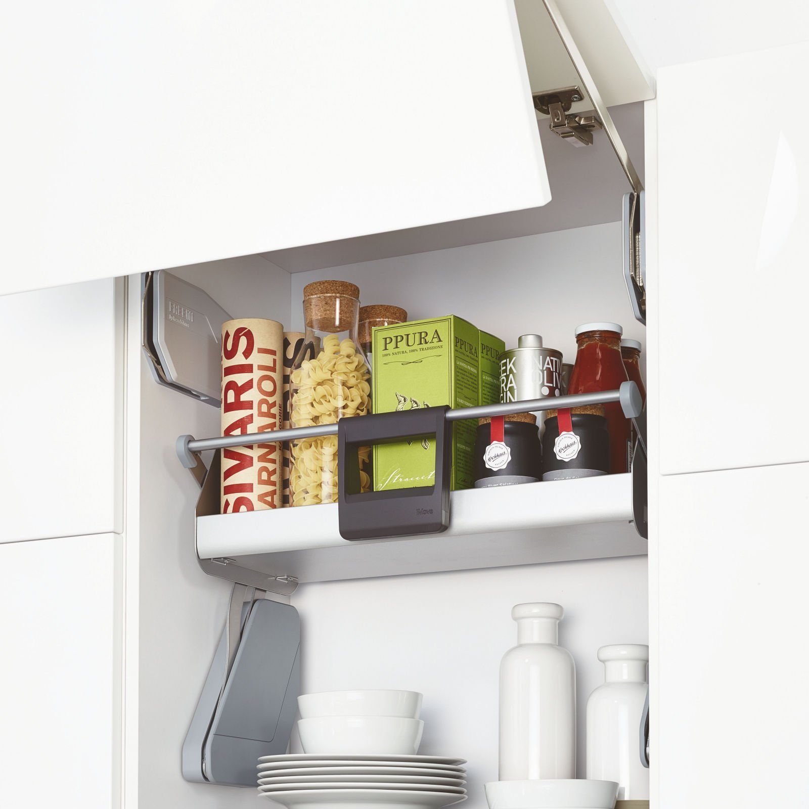 SO-TECH® Auszug 60er Silber iMove Küchenschrank Oberschrank für Schrankbreite, Hängeschrank Single Tray