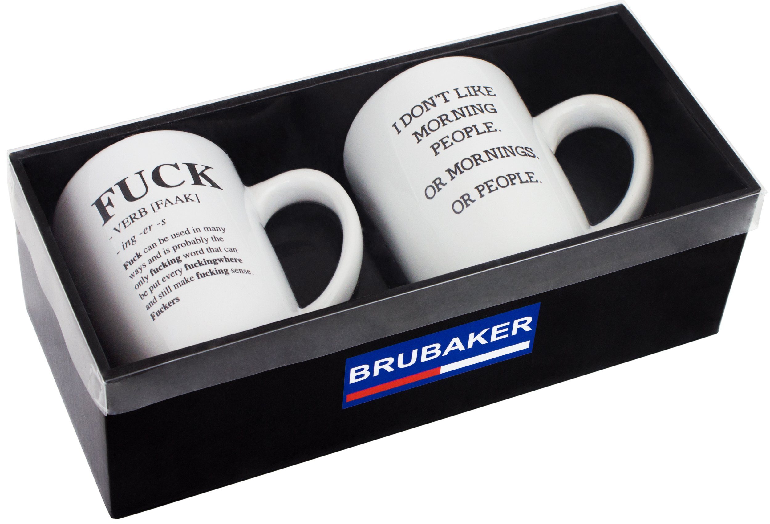 Geschenkpackung, Keramik, DON'T...", lustig und Becher Lustige "FUCK..." Tasse Spruch Kaffeetassen, Geschenkset mit BRUBAKER 2er-Set Kaffeebecher Grußkarte, "I Tassen Motivtassen mit in
