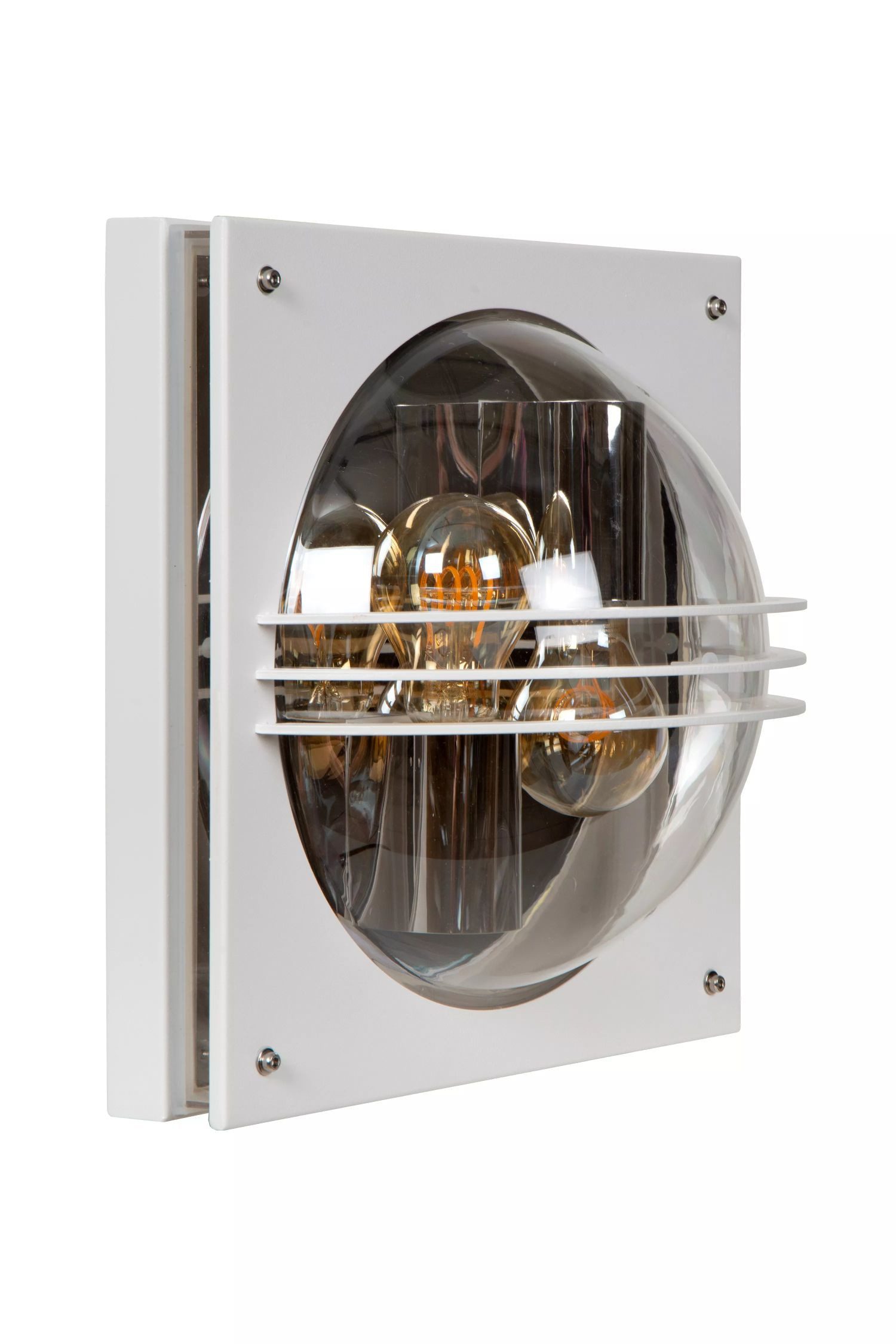 Licht-Erlebnisse Außen-Wandleuchte ORELIS, ohne Leuchtmittel, IP44 Weiß E27 2-flammig quadratisch Modern