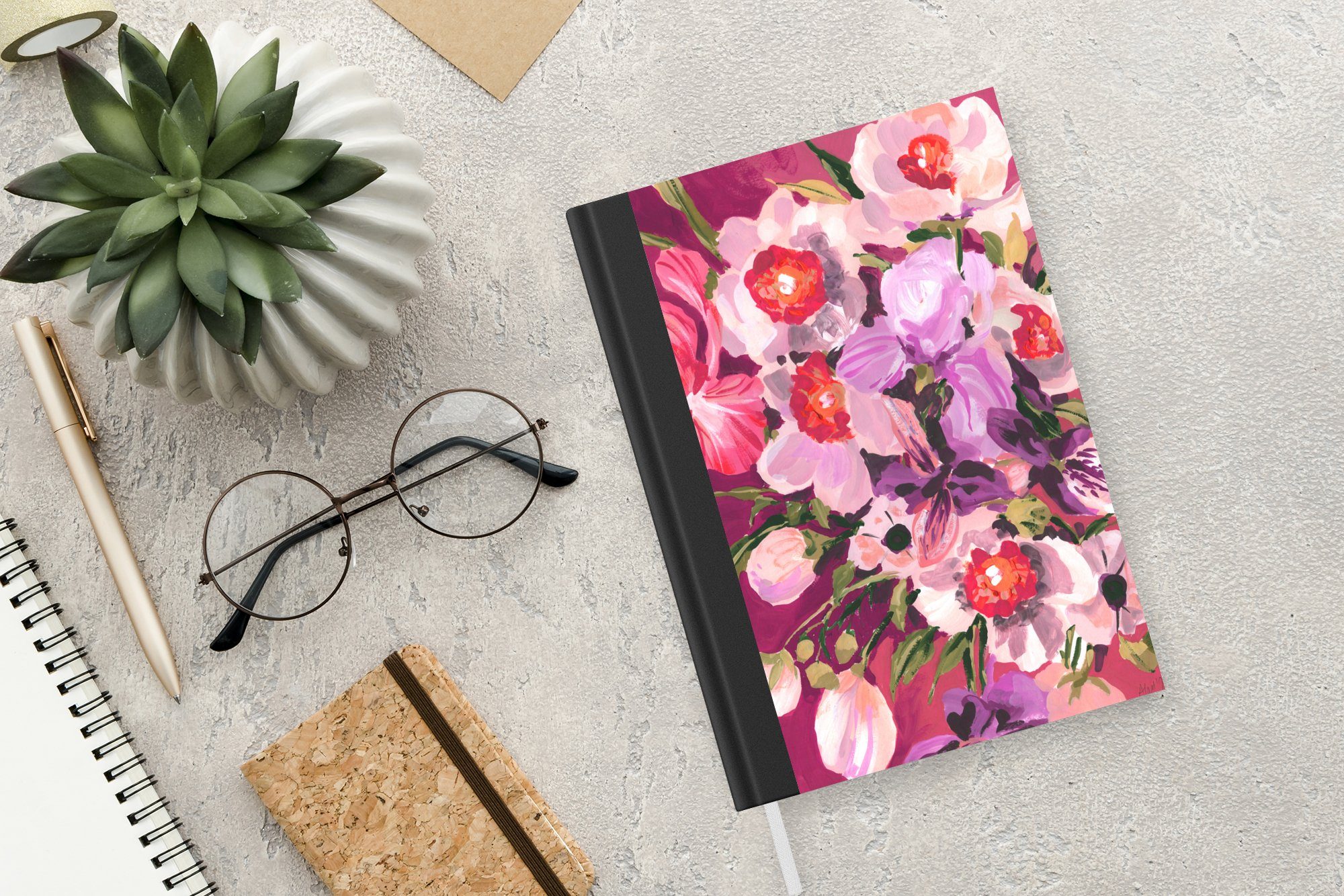 A5, MuchoWow - 98 Notizheft, Orchidee Notizbuch Rosa Blumen - - Tagebuch, Merkzettel, Botanisch, Haushaltsbuch Seiten, Journal,