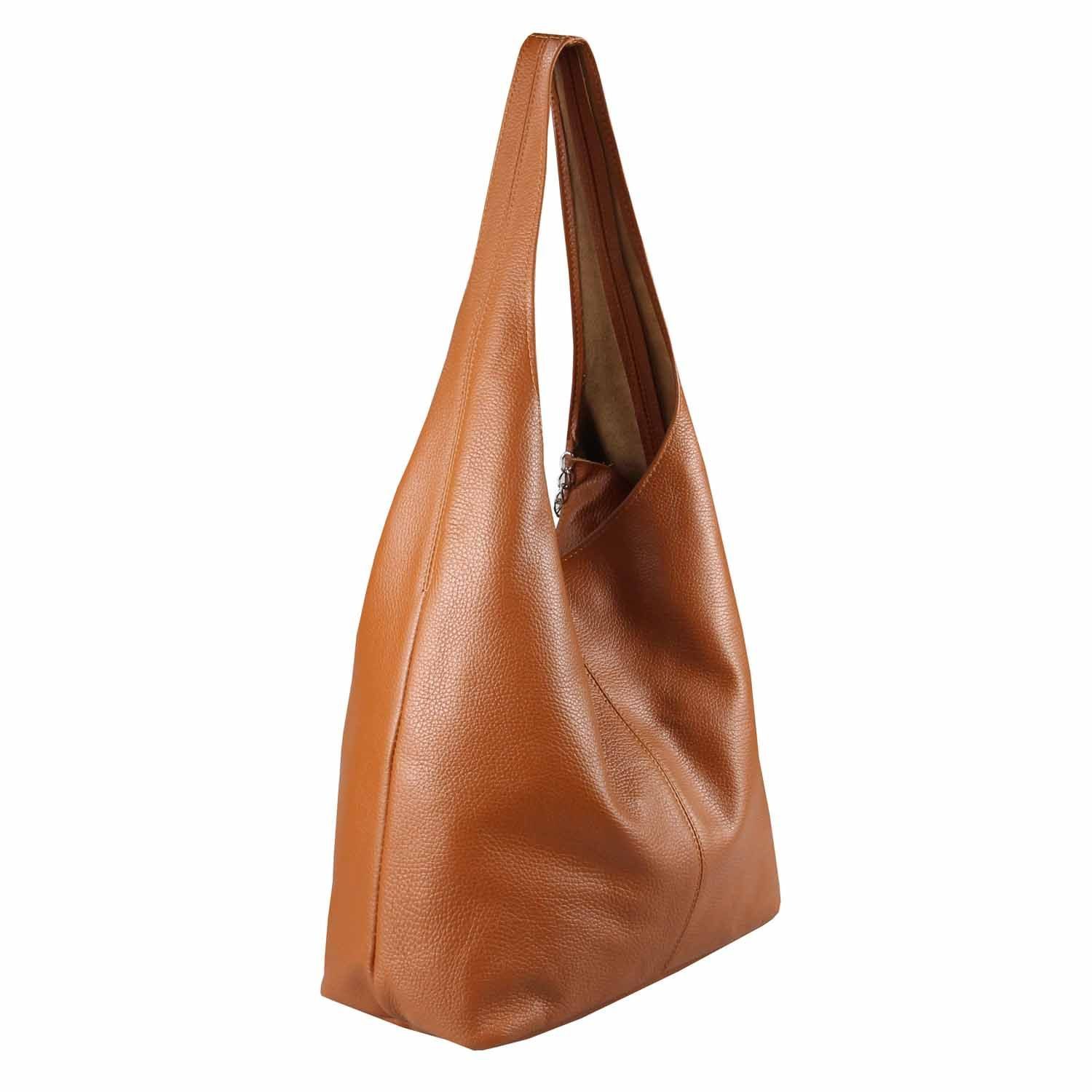 ITALYSHOP24 Shopper Made in Italy XL Damen echtes Leder Tasche Schultertasche Hobo Bag, Umhängetasche Workbag Businesstasche Ledertasche Beuteltasche Freizeit