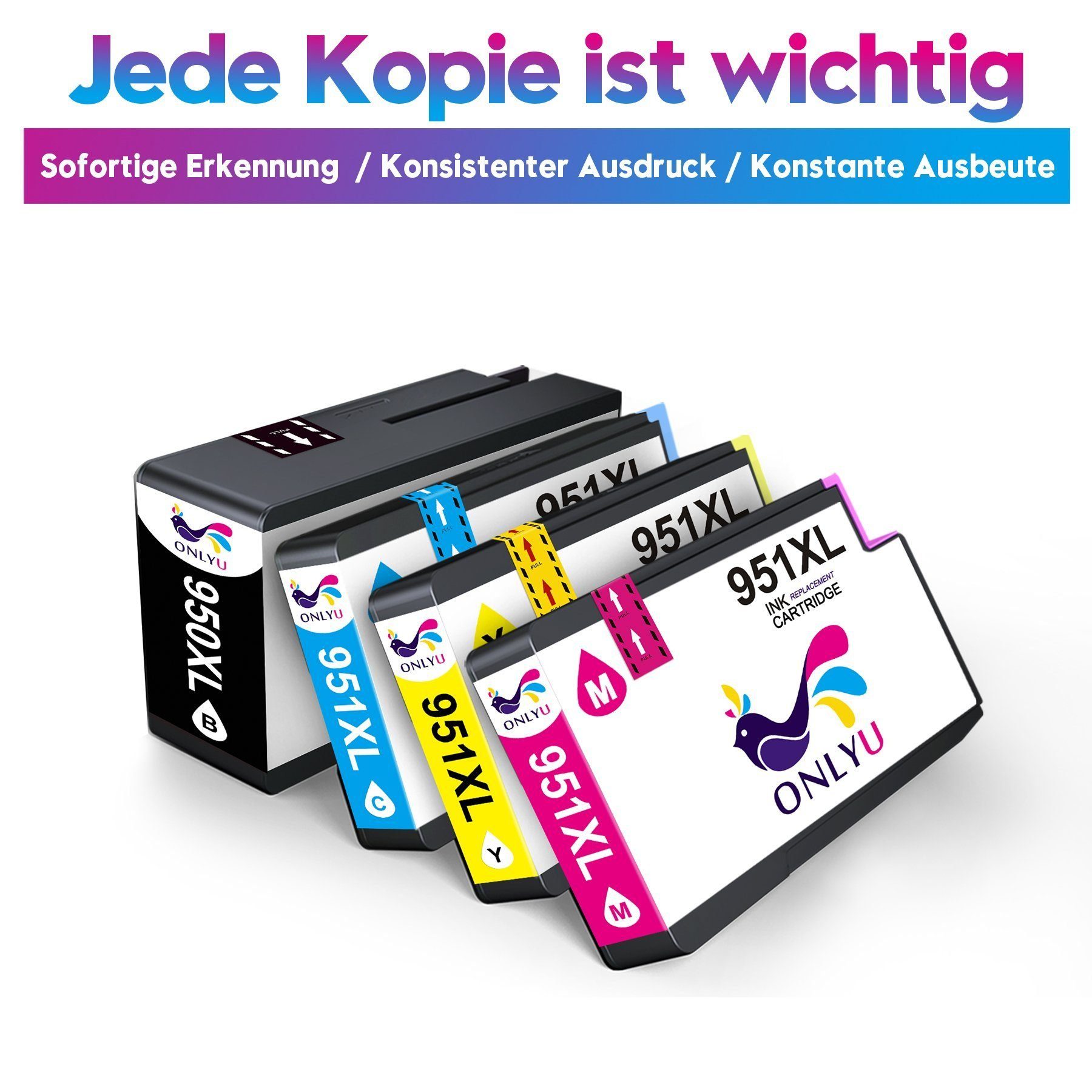 Schwarz, Pro 0-tlg) (0, 1x 1x Cyan, 951XL Officejet ONLYU 251dw 1x 276dw HP950XL Gelb(4er-pack)-1x Magenta, (4er-pack) Gelb Cyan, 1x 1x 1x 8610 Schwarz, 1x Tintenpatrone Kompatible Magenta,