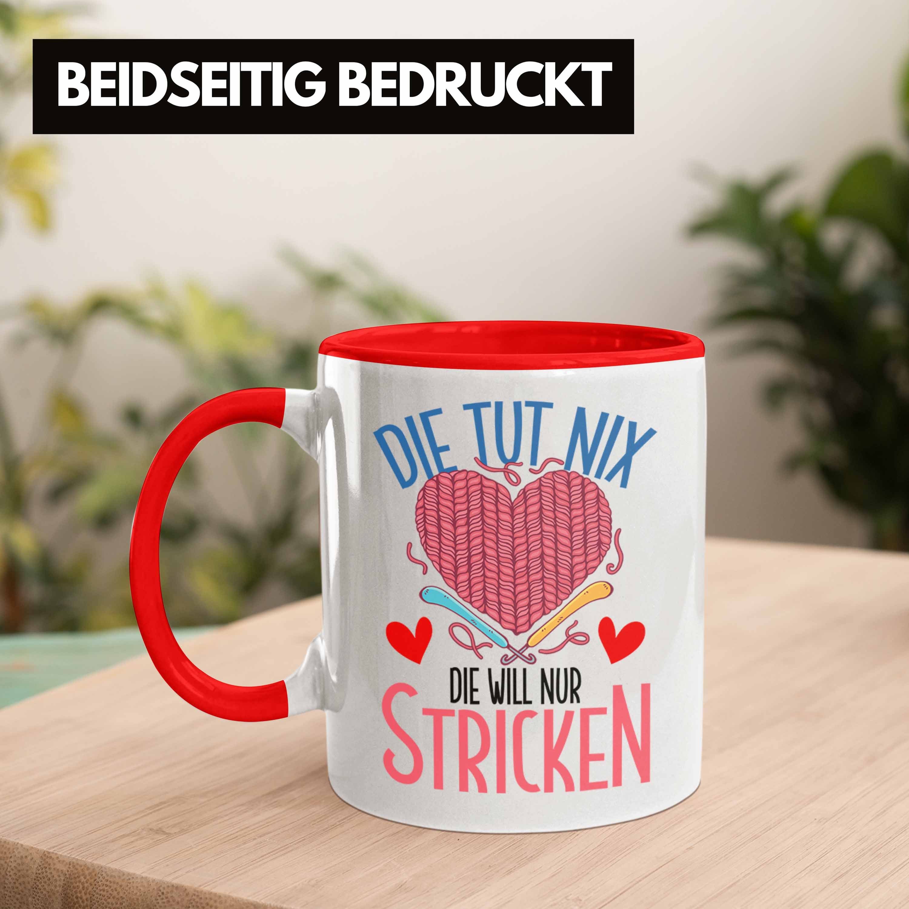 Rot Tasse für Häckeln Tasse Rentnerin Geschenk Trendation Oma Stricken Lustige