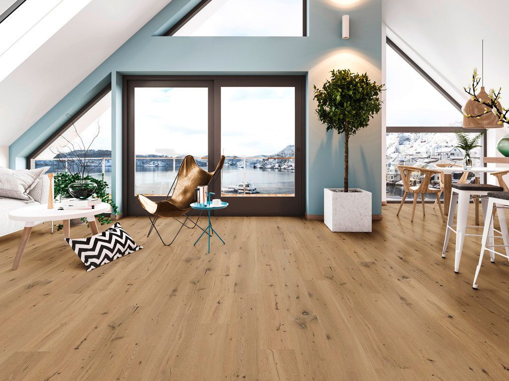 Timefloor Parkett Parkett Eiche Rohholzoptik markant geölt Landhausdiele gebürstet, 8 St.