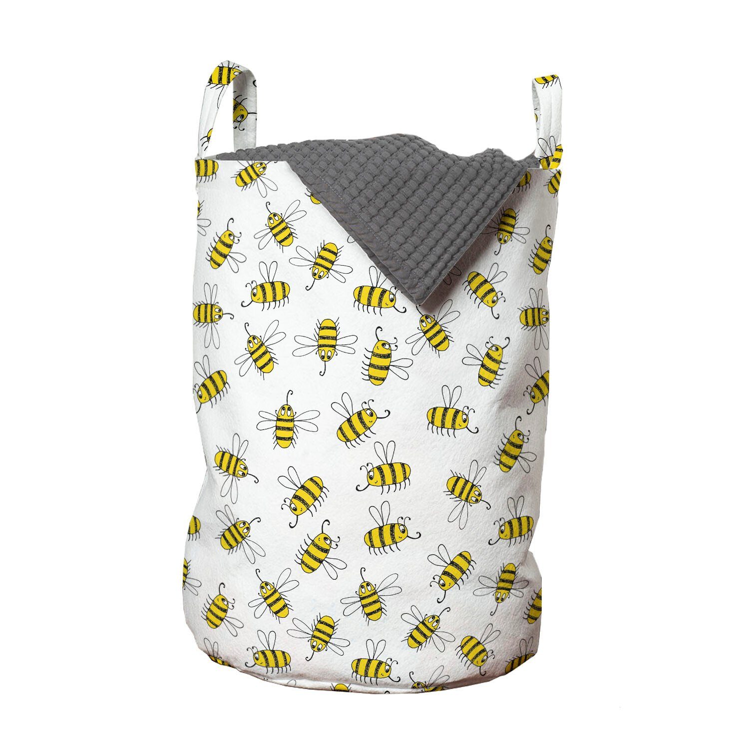 Wäschesäckchen Glückliches Biene mit Wäschekorb Buzzing für Kordelzugverschluss Tiermuster Abakuhaus Griffen Waschsalons,