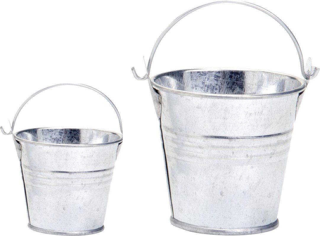 Glorex Blumentopf Glorex Eimer aus Metall Ø 8 x 7 cm silber