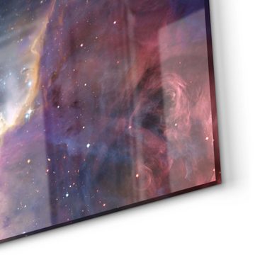 DEQORI Küchenrückwand 'Farbenfrohe Galaxie', Glas Spritzschutz Badrückwand Herdblende