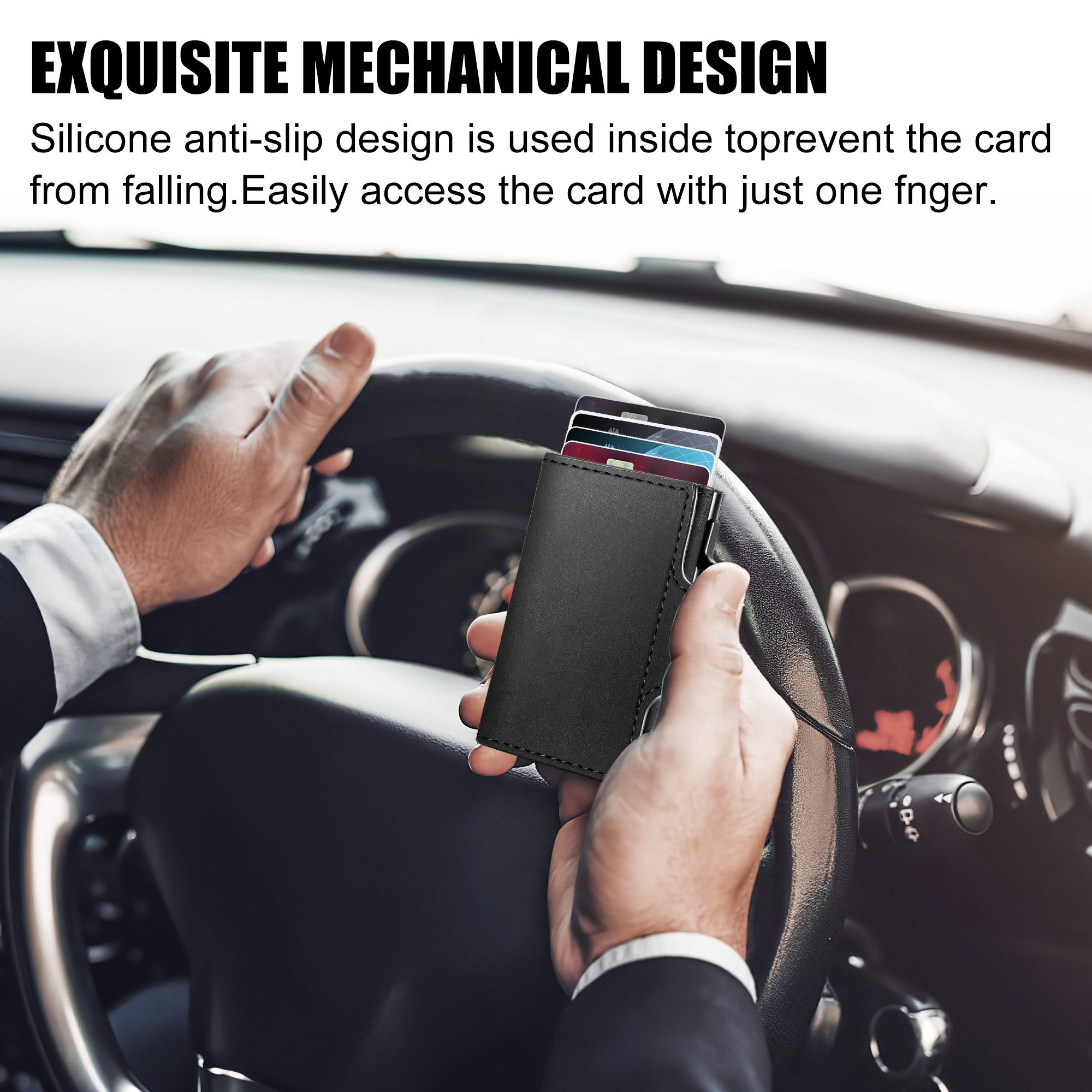 ibettertec Geldbörse Geldbörse Herren mit RFID Schutz, Portmonee Airtag Slim Wallet (Große Kapazität Pop-up Portmonee AirTag für 12 Karten & 2 Ausweis,RFID Geldbörse Smart Wallet for Men mit Münzfach,Schwarz( AirTag ist nicht im Lieferumfang enthalten)