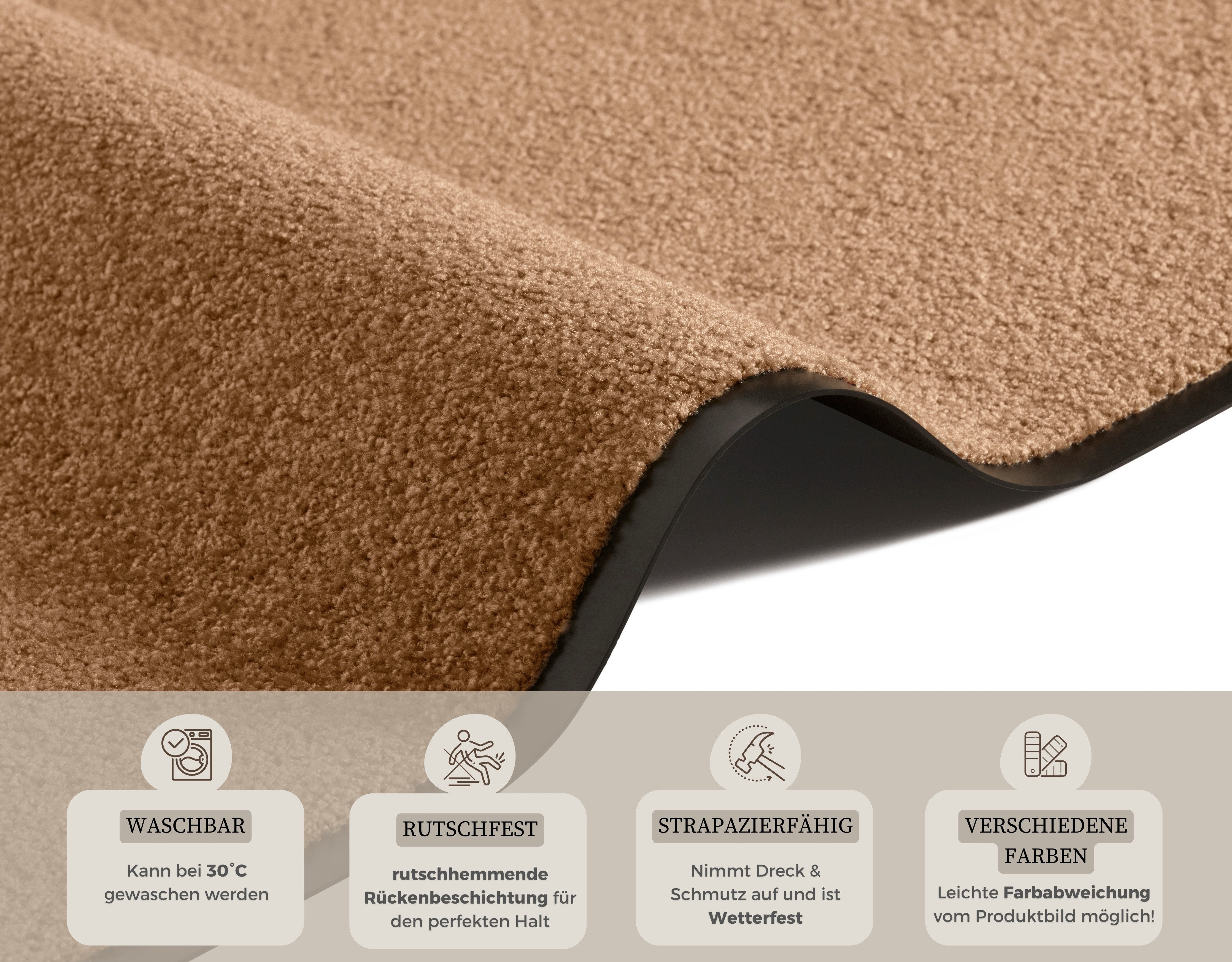 HANSE Home Fußmatte Wash & Clean, rechteckig, Höhe: 7 mm, Schmutzfangmatte, Türmatte, In- und Outdoor, Teppich, Läufer, waschbar