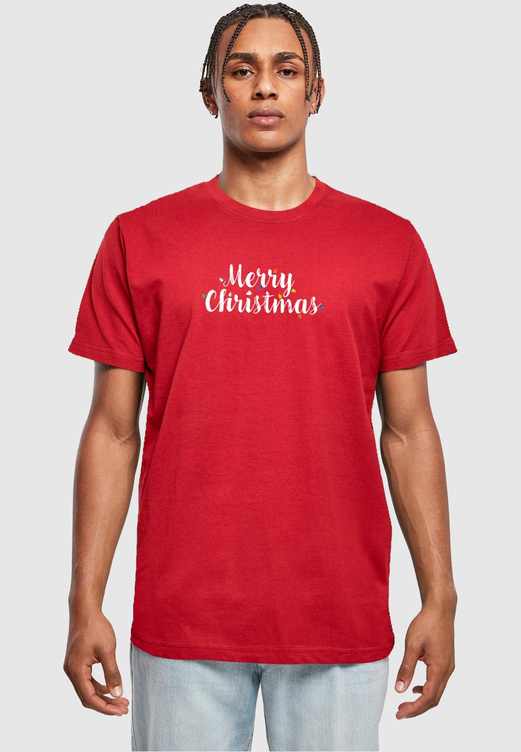 Merchcode T-Shirt Herren Merry Christmas (1-tlg) Lights burgundy Neck Round T-Shirt