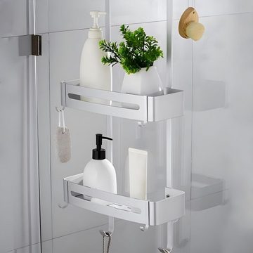 HYZULU Duschregal Duschregal ohne Bohren, hängendes Duschregal, geeignet zum Aufbewahren, Set, mit 4 Klebeflächen und Haken, für Bäder Küchen Duschgel