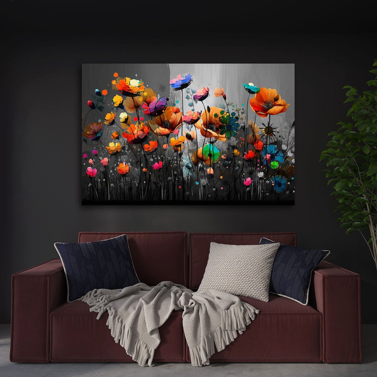 Artedinoi Leinwandbild Abstrakt Blumen Colour Natur Wandbild Leinwandbild Kunst XXL Deko, Blumen, farbig abstrakt