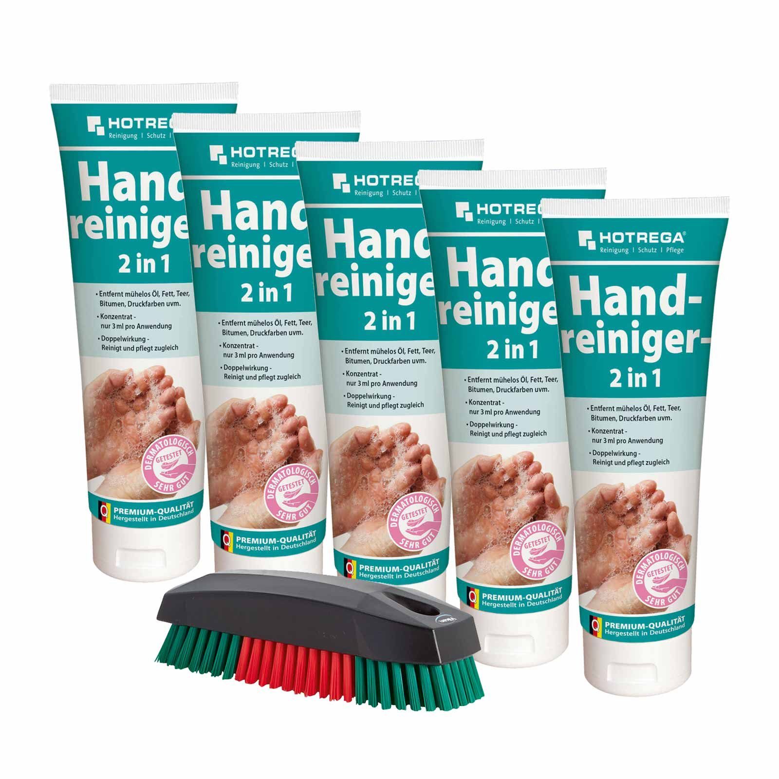 HOTREGA® Handcreme Handreiniger, Handwaschpaste, Waschpaste, Hautpflege 250ml Waschbürste