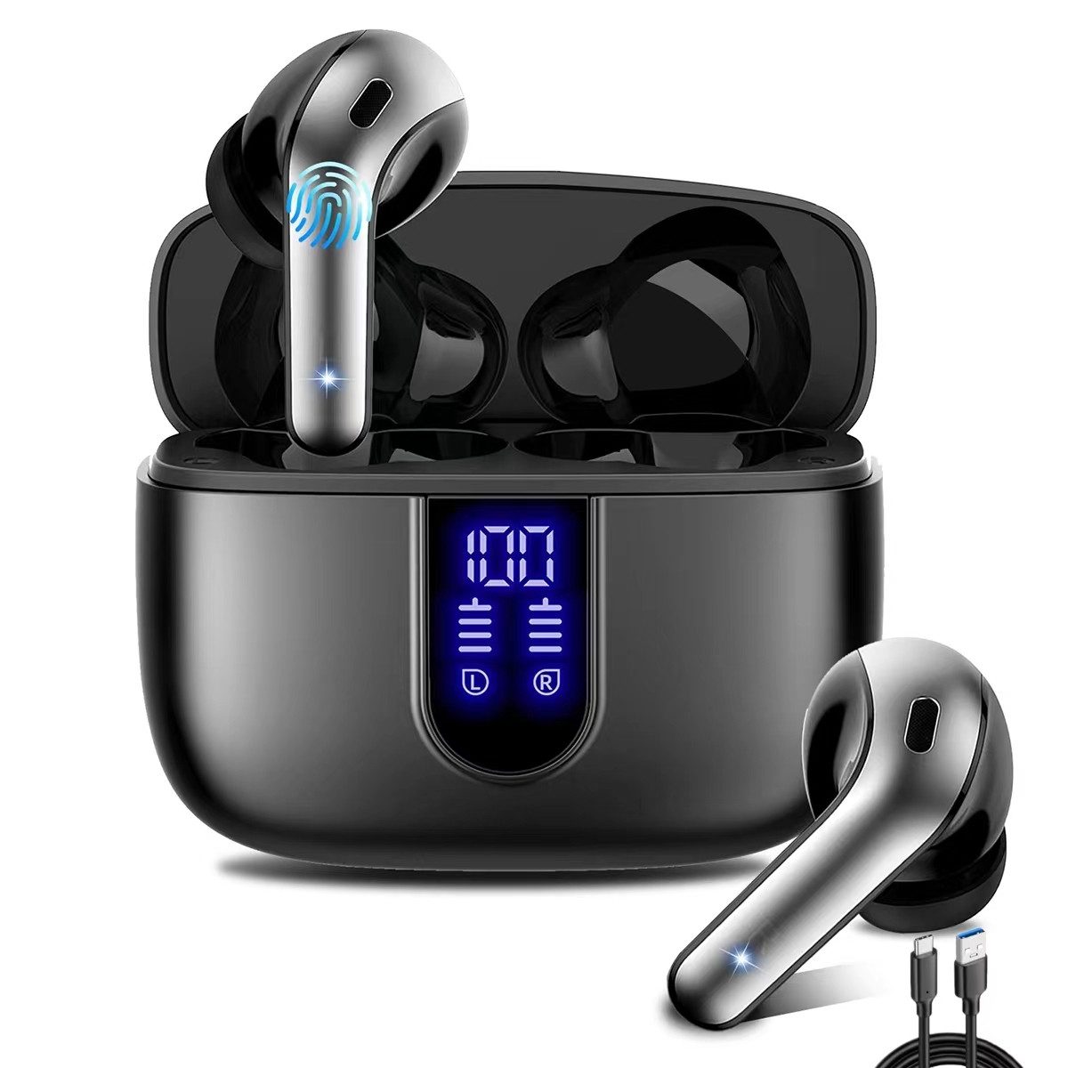 HYIEAR Ohrhörer,Kopfhörer,Wireless In-Ear-Kopfhörer,Drahtlose Kopfhörer wireless In-Ear-Kopfhörer (Voice Assistant, Bluetooth, Bluetooth5.3, IPX5 wasserdicht, für Android/iOS)