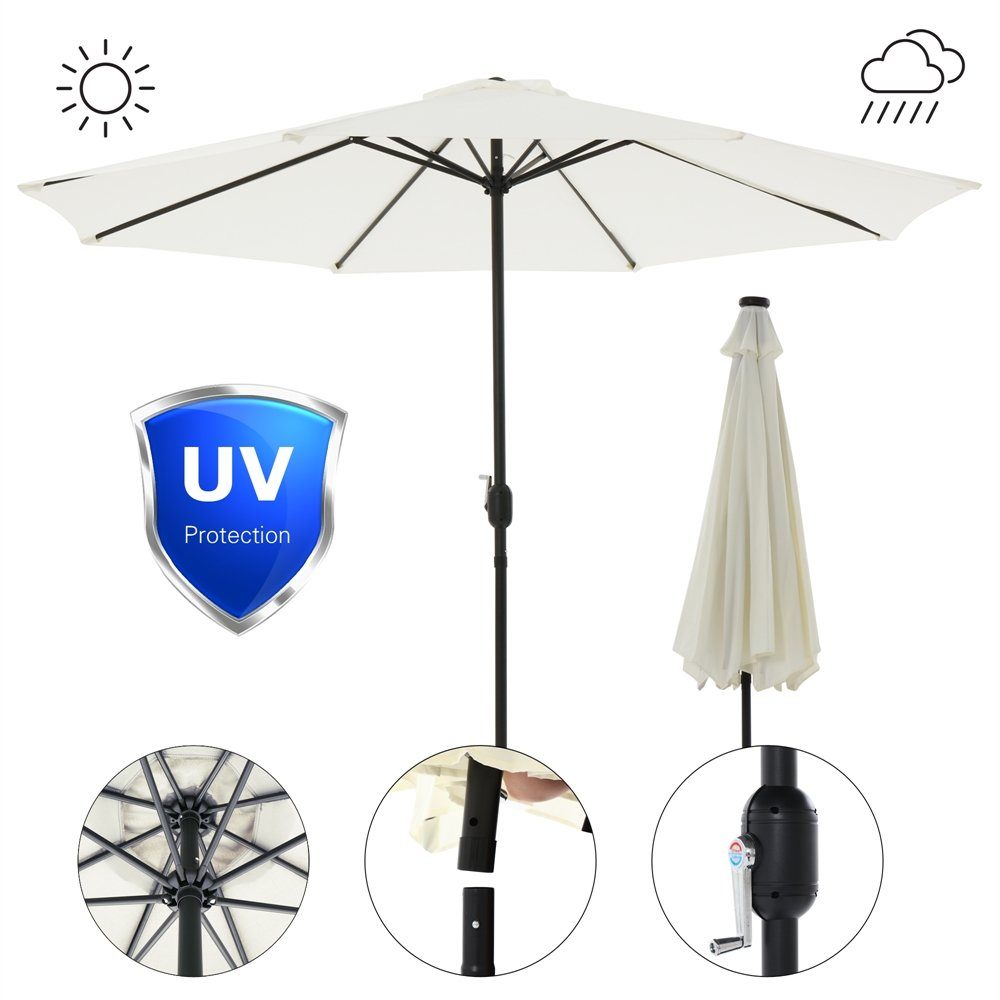 ᐅ Feel2Home Sonnenschirm Sonnenschirm Marktschirm Ø3m LED Beleuchtung