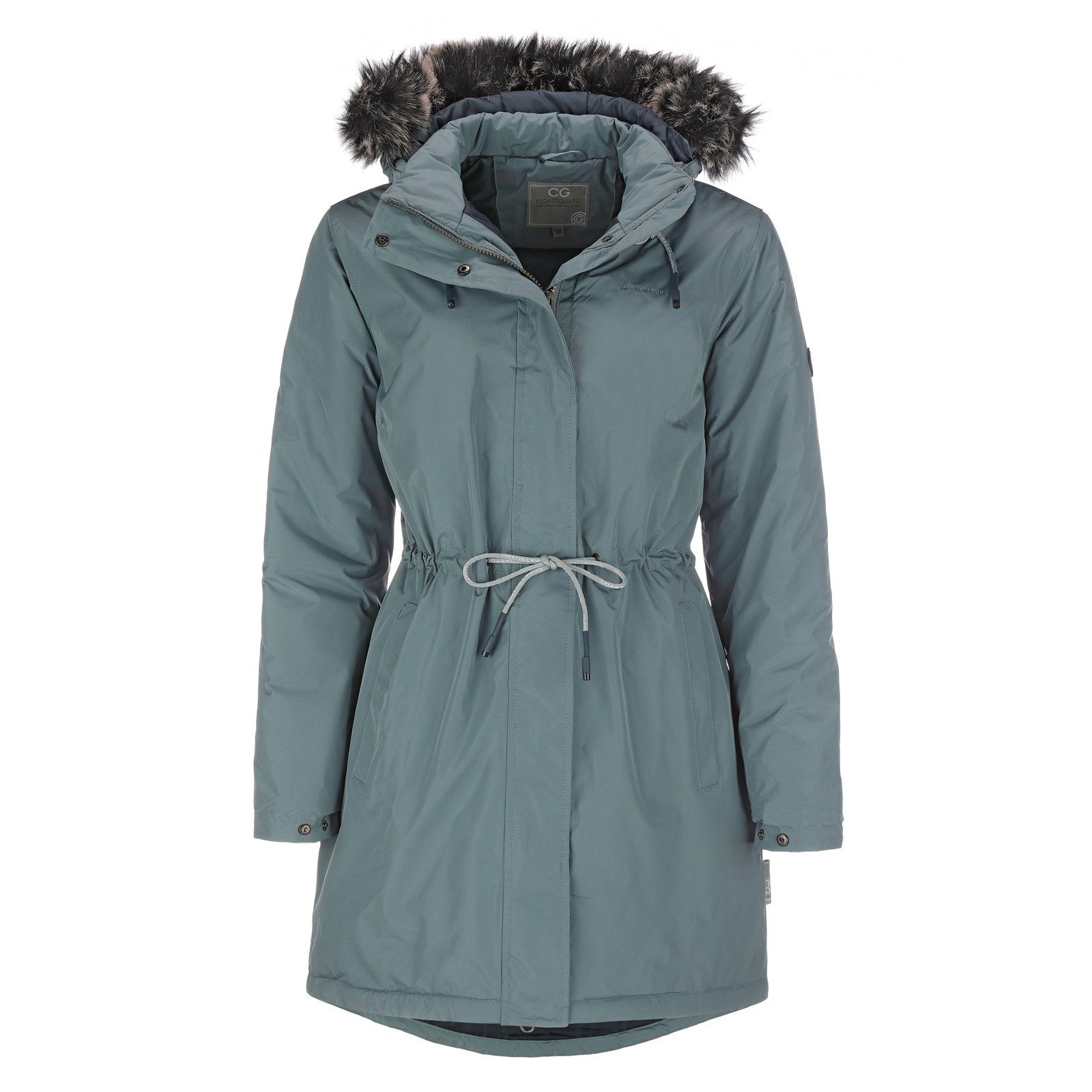 Coastguard Wintermantel Damen Kurzmantel Regenmantel mit Kapuze mit Pelzimi günstig online kaufen