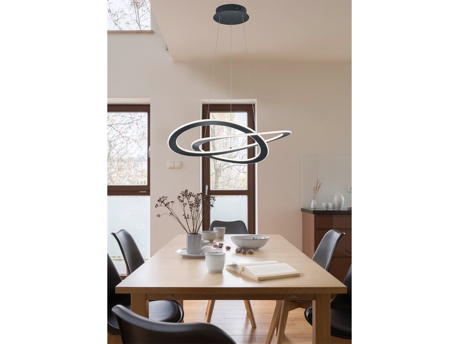 Silber für hängend, Ø Dimmfunktion, ausgefallene LED 71cm Esstisch Warmweiß, integriert, fest Lampe TRIO große LED über-n Pendelleuchte,