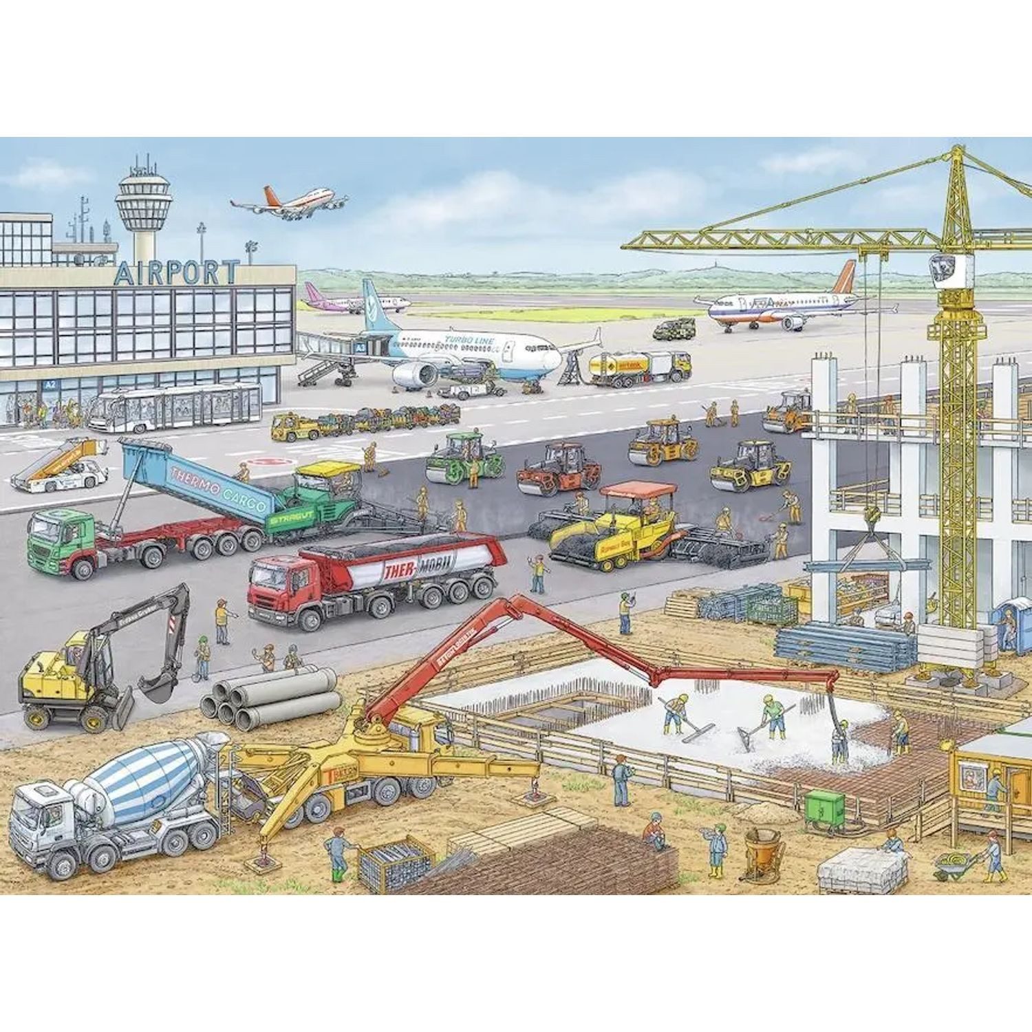 Ravensburger Puzzle Baustelle am Flughafen. Kinderpuzzle 100 Teile, 100 Puzzleteile