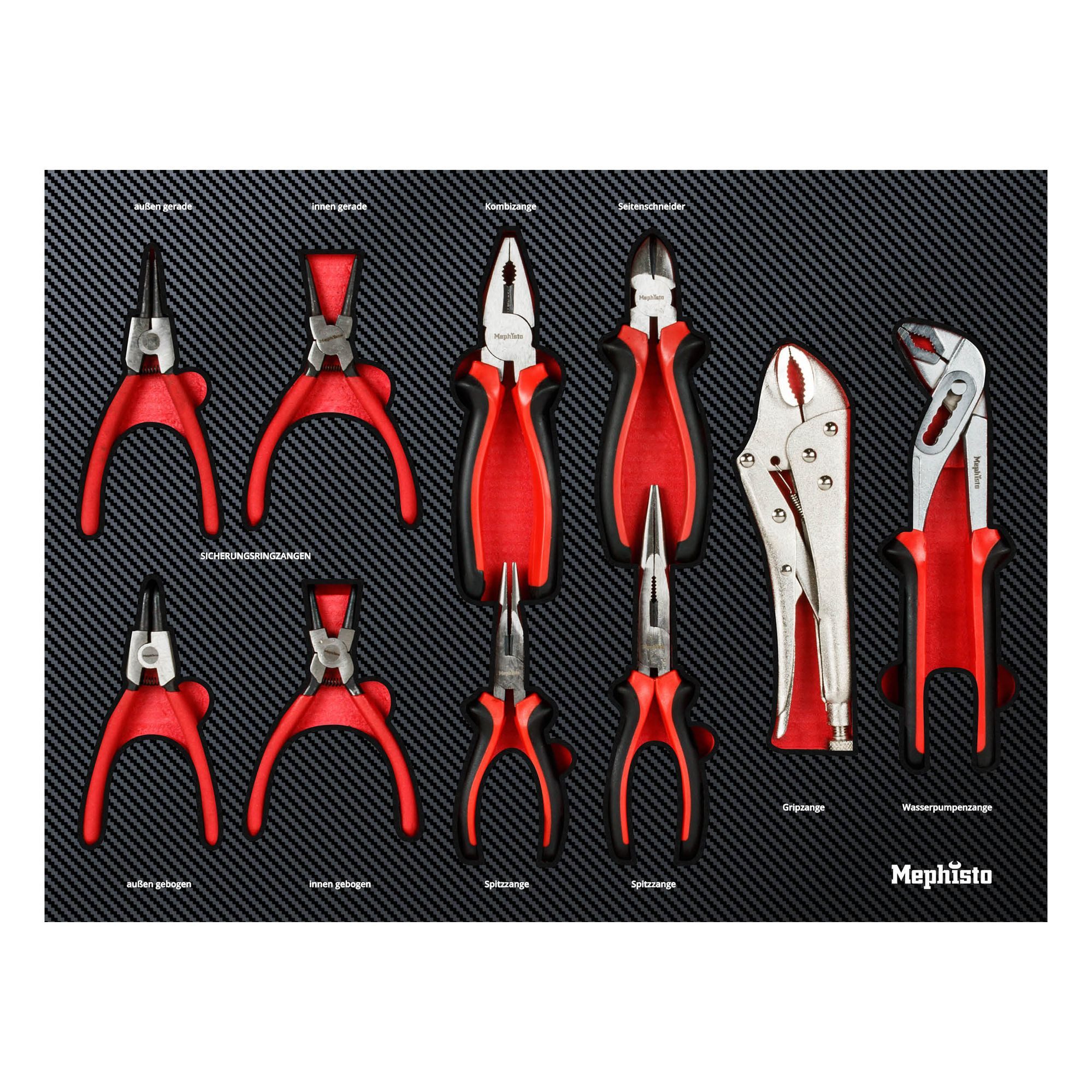 Mephisto-Tools Werkzeugset, (Set), metrisch, inkl. Soft Inlay in Carbon-Optik
