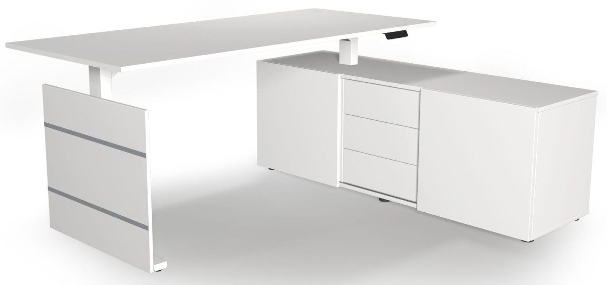 KERKMANN Schreibtisch Sitz-/Stehtisch Move 3 180x80x72-120 mit Sideboard weiß