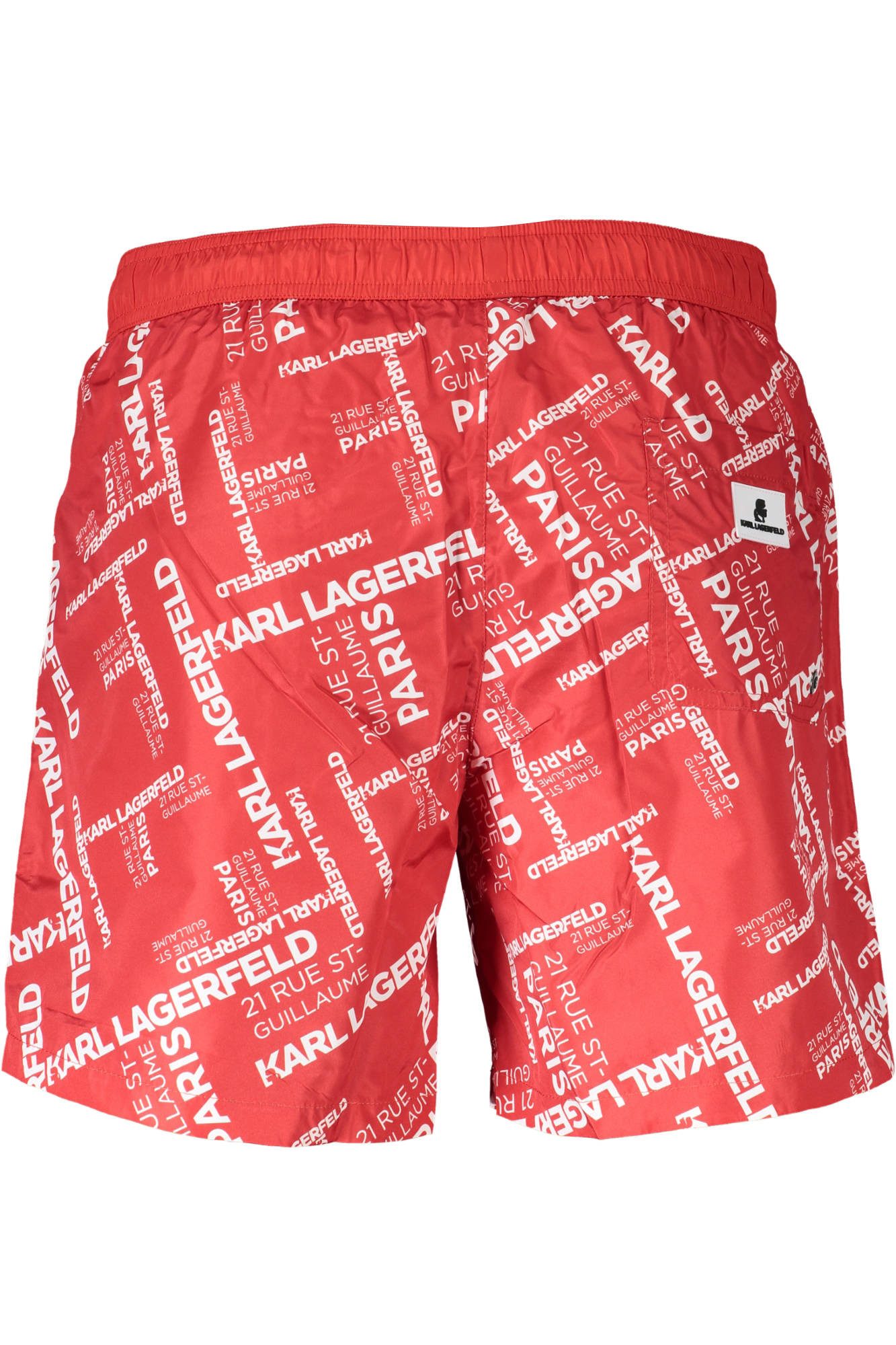 KARL LAGERFELD Badeshorts Stilvolle rote Badeboxer für Herren – Mittellang mit Taschen und Sl
