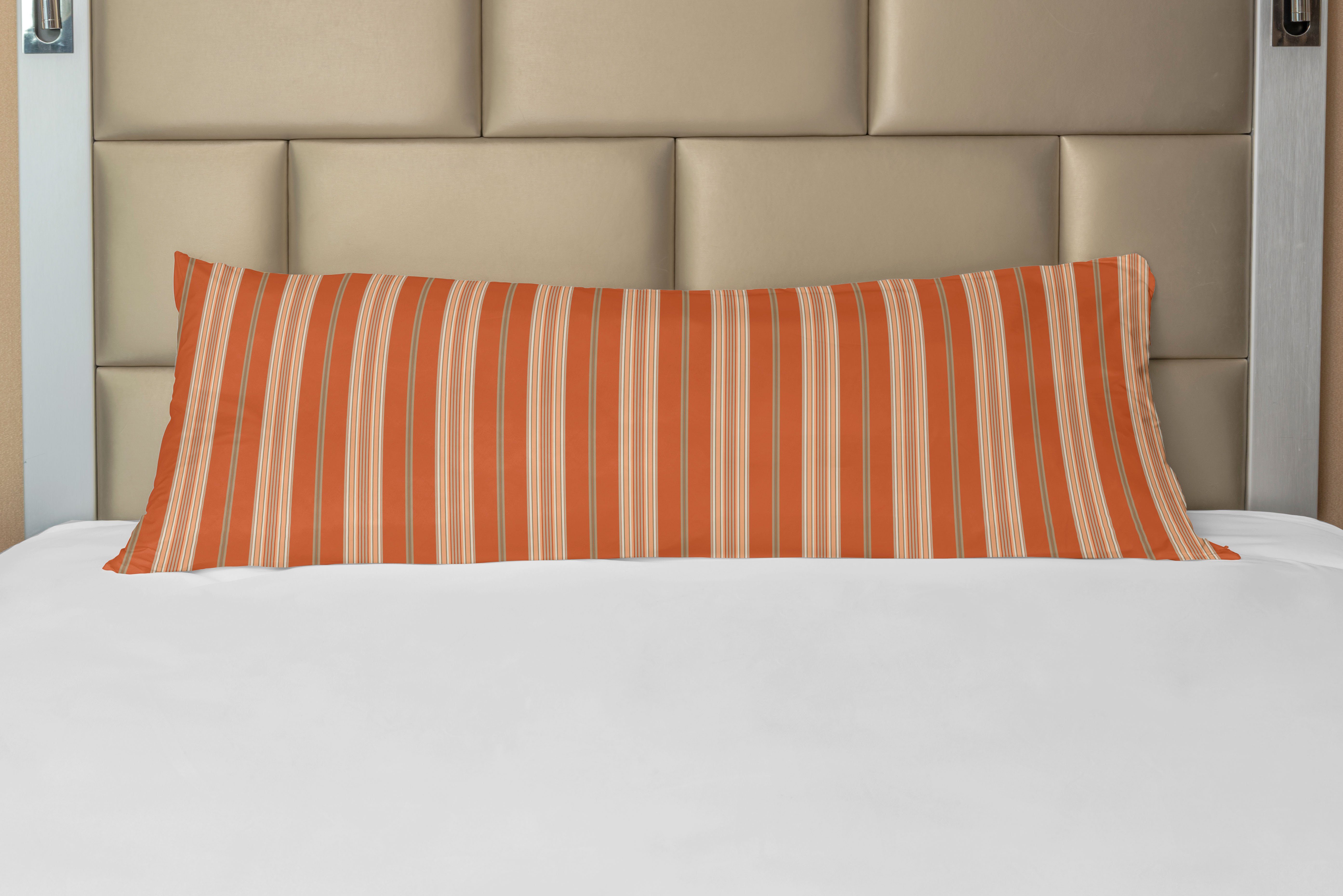 Seitenschläferkissenbezug Deko-Akzent Langer Kissenbezug, Abakuhaus, Burnt orange Retro Themed Stripes
