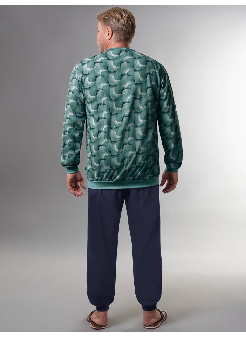 Trigema Schlafanzug Brusttasche mit seegras TRIGEMA Schlafanzug praktischer
