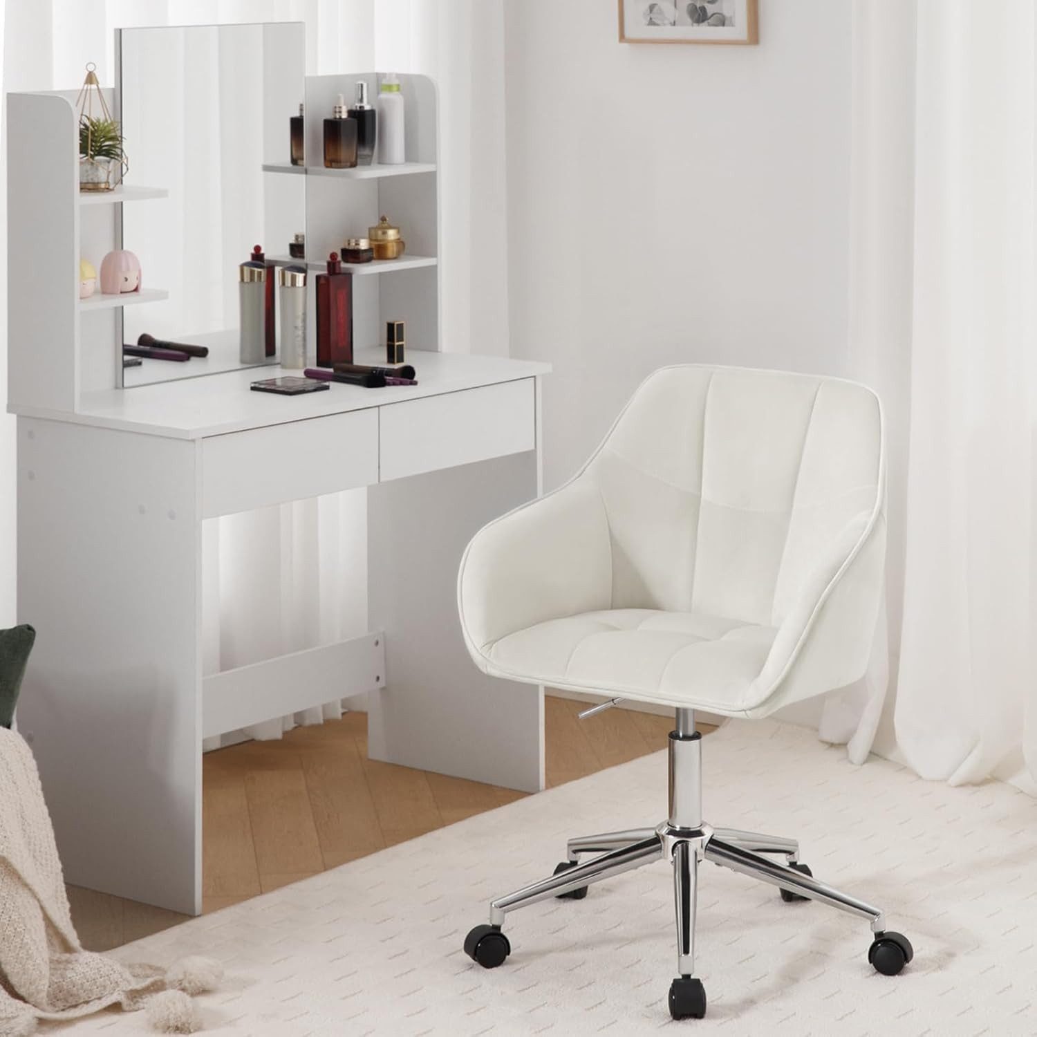 Woltu Bürostuhl (1 St), Homeoffice Stuhl, höhenverstellbar, Samtsitz günstig online kaufen