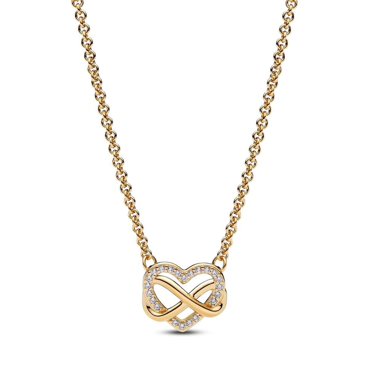 Pandora Herzkette 362666C01-50, für Damen-Kette Funkelndes Unendlichkeits-Herz Goldfarben