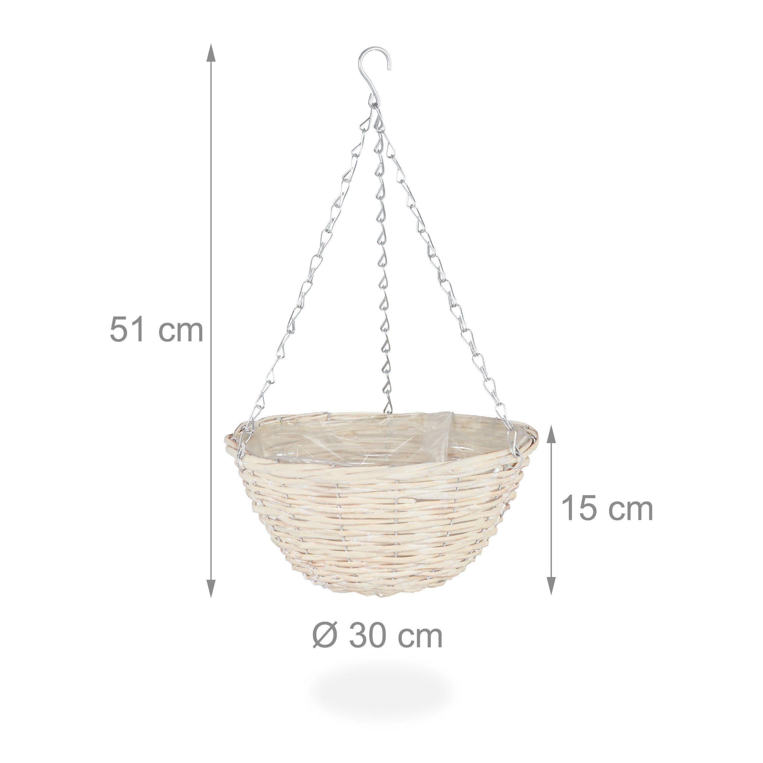 relaxdays Blumenampel Blumenampel 3er Set aus Rattan