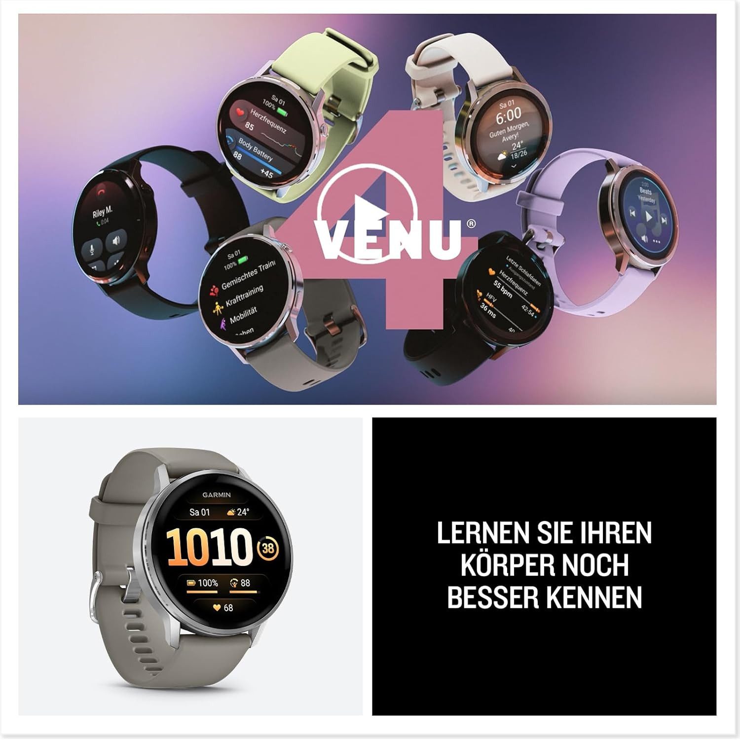 Garmin 010-03014-00 Smartwatch (3,5 cm, Andriod ios), Elegante Fitness Smartwatch mit