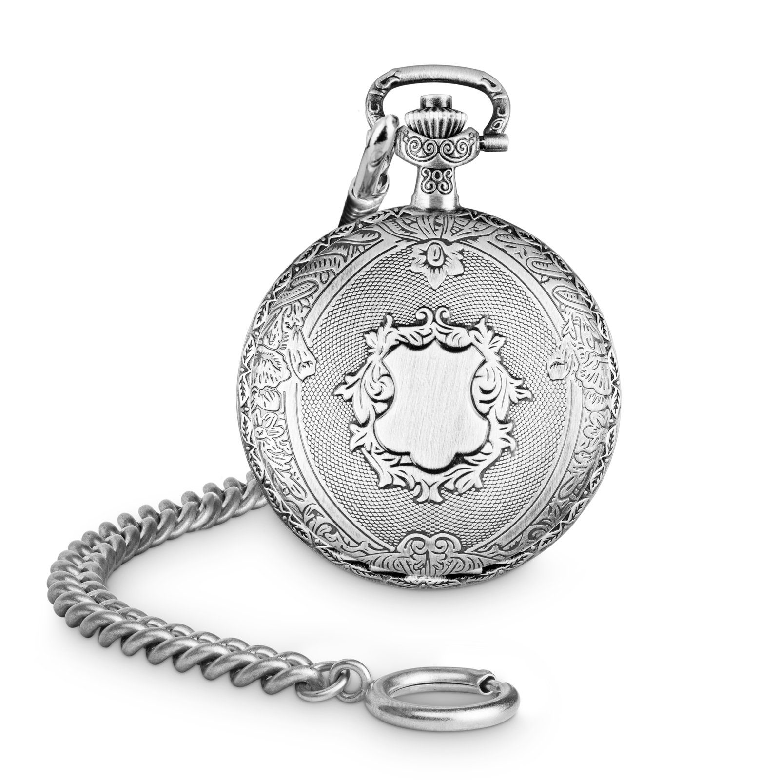 Hermann Jäckle Taschenuhr "Schöntal 2" Antiklook, Handaufzug, 50 mm, Mineralglas, mit Kette & Reiseetui – Made in Germany, klassische Herrenuhr