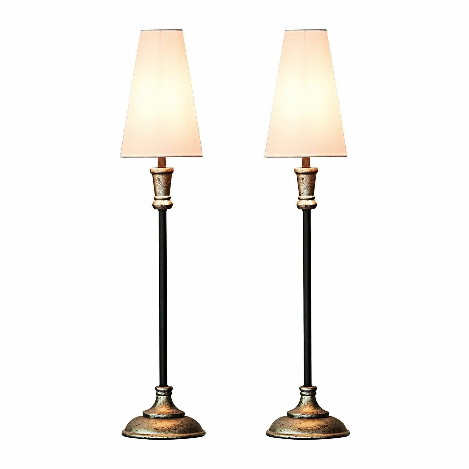 Mirabeau Tischleuchte Tischlampe 2er Set Obsonville silber/schwarz/creme