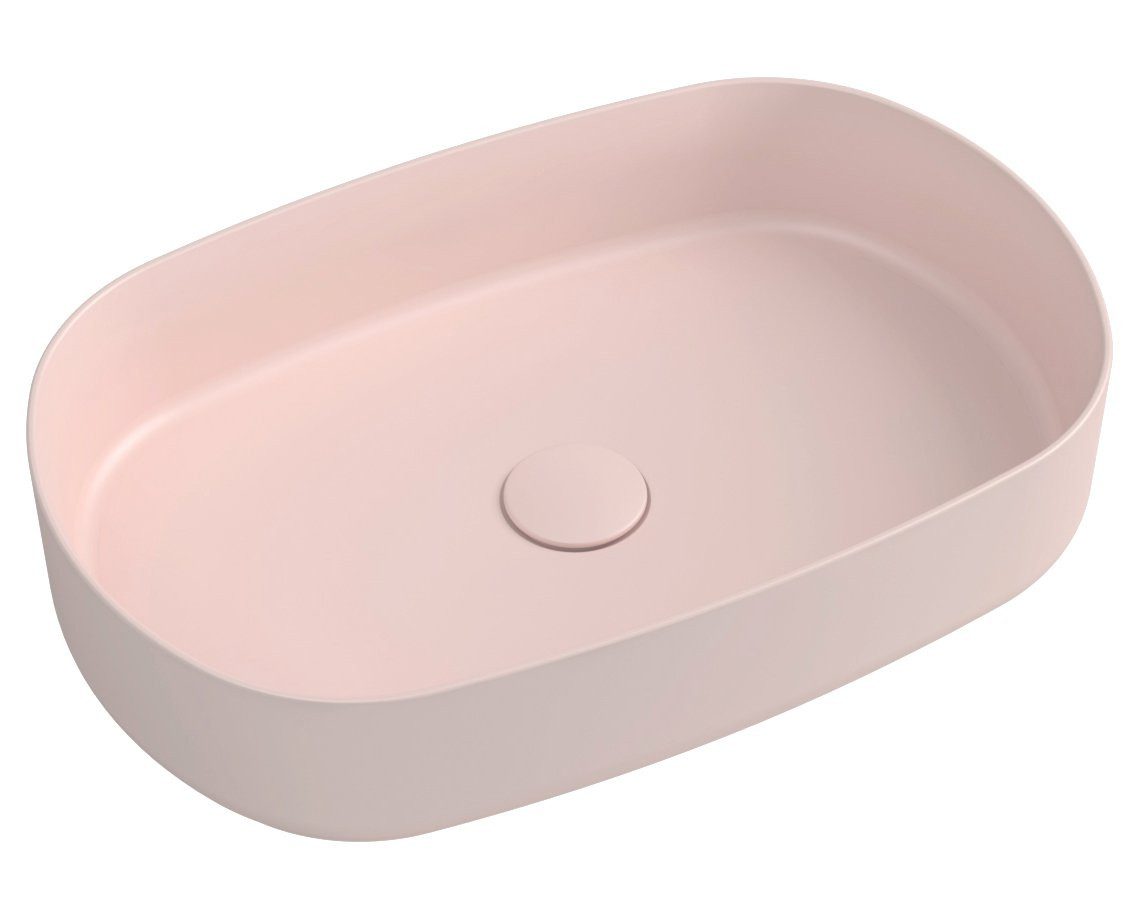Isvea Waschtisch INFINITY OVAL Aufsatzwaschbecken, 55x36cm, Rosa Salmon, Isvea-10NF65055-2S