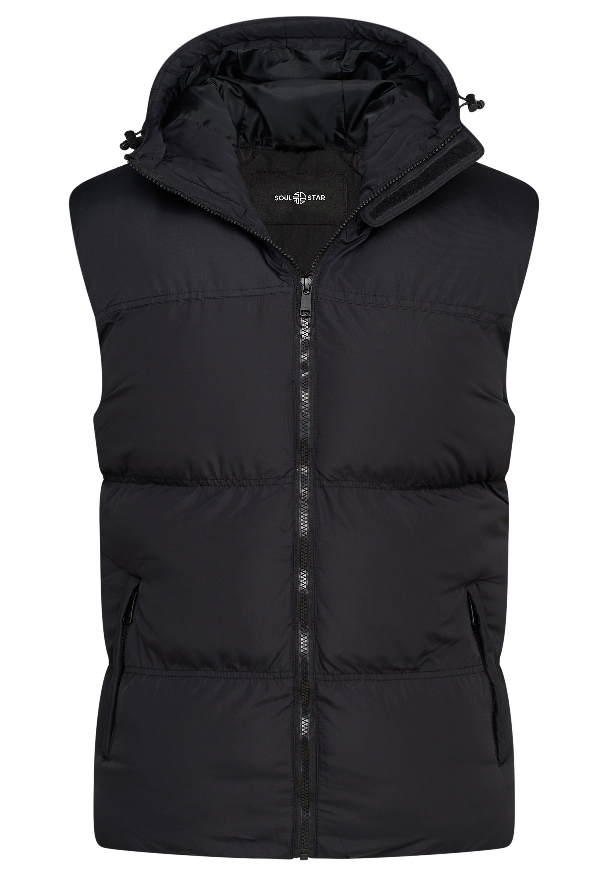 warmer Winterjacke Bodywarmer mit S2MOLDE Steppweste Kapuze SOULSTAR Schwarz