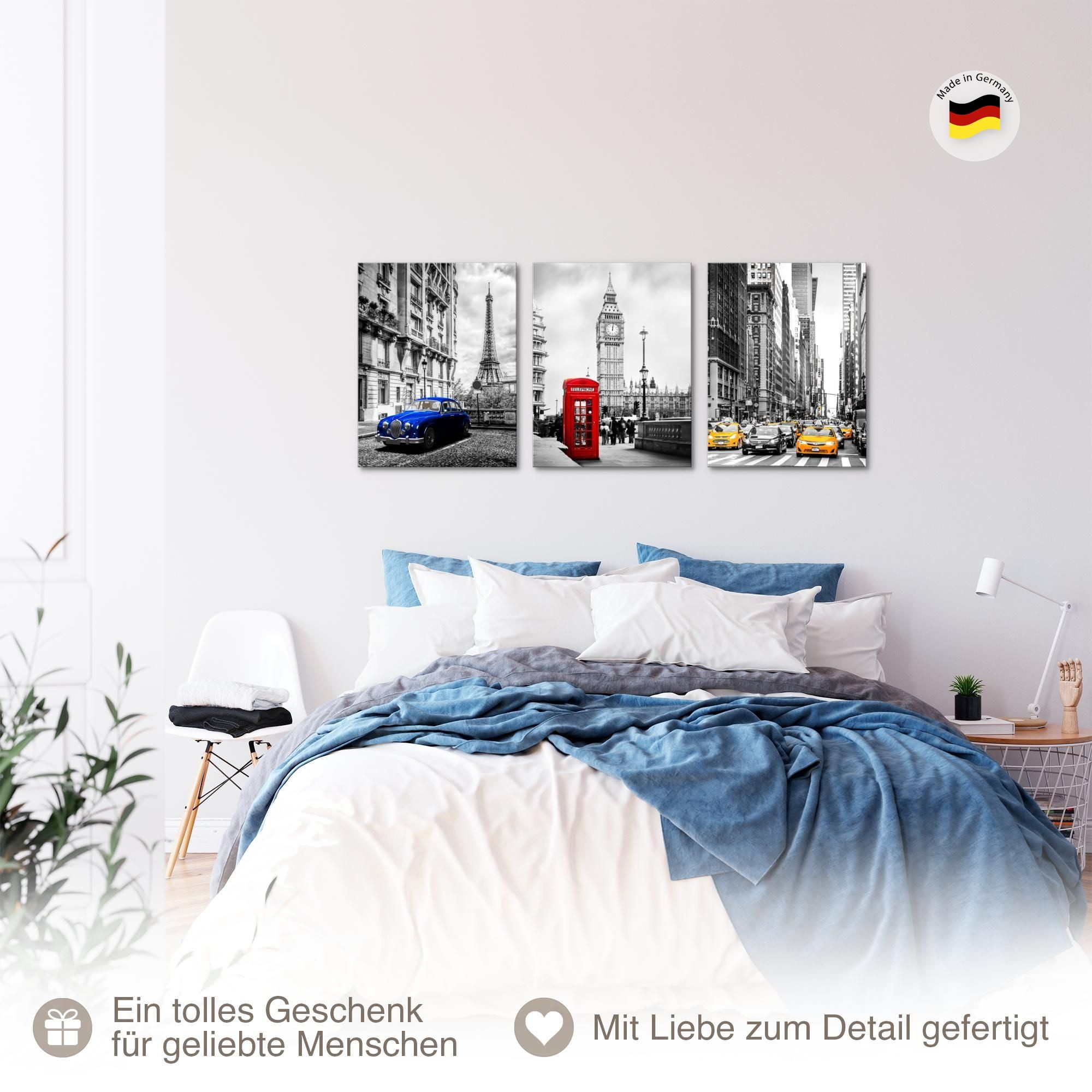 Novart Wandbild Städte Berlin London Paris Schwarz Weiß Bilder Set Deko, Collage (3 St) – Bild 5 von 5