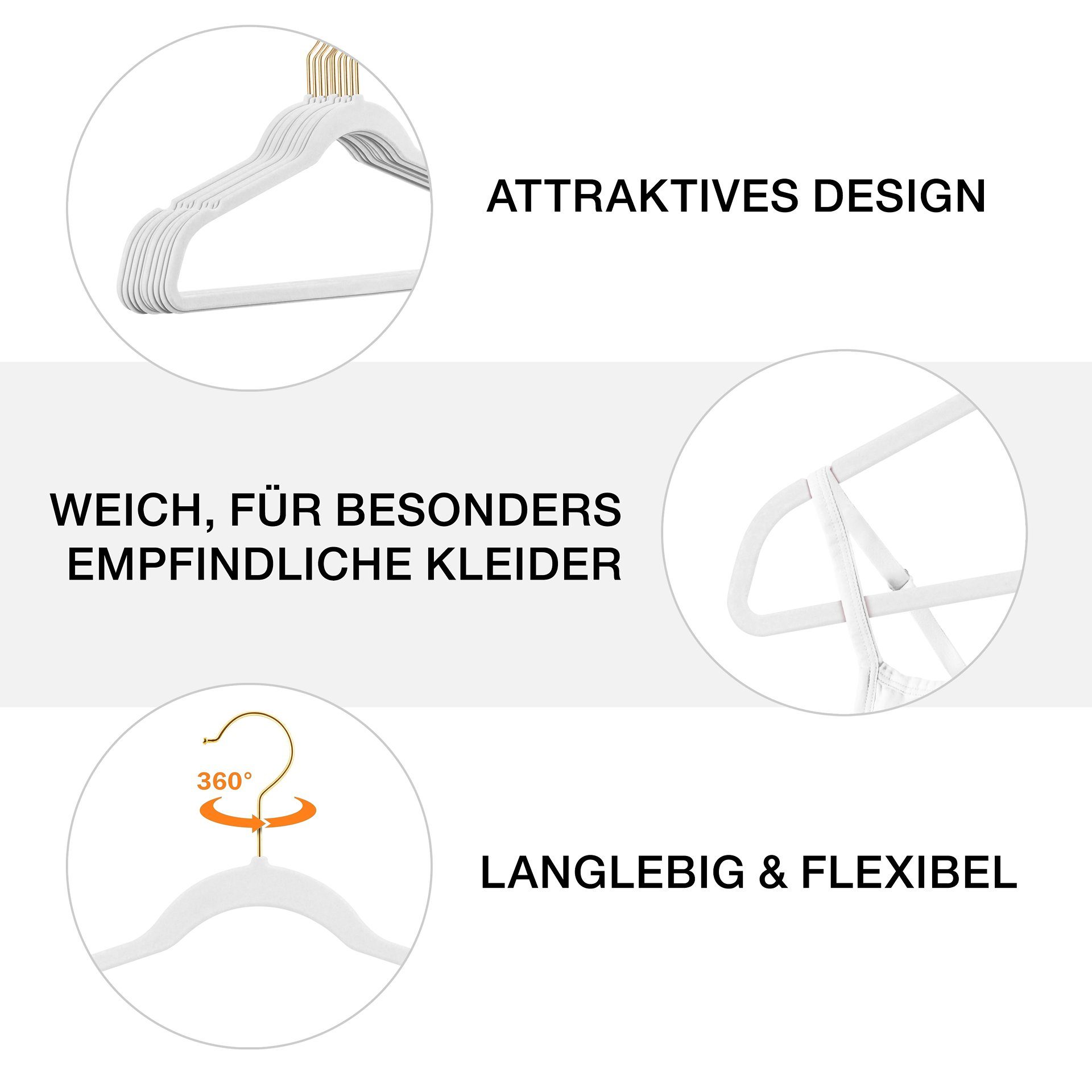 StickandShine Kleiderbügel 100 Stück Samt Kleiderbügel mit Gold Haken (100e günstig online kaufen