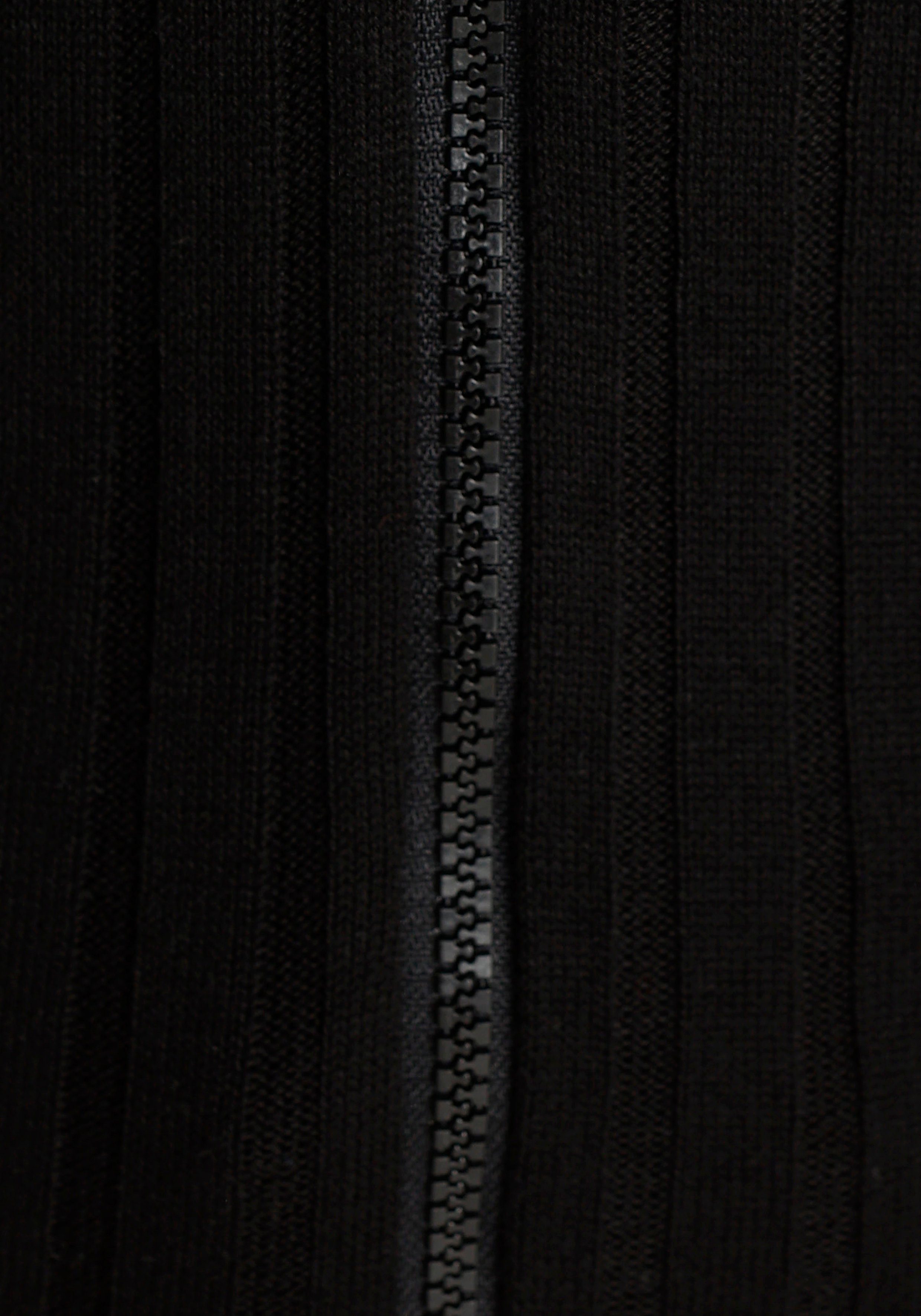 KangaROOS Kapuzenstrickjacke im - sportiven KOLLEKTION NEUE Reißverschluss Design mit schwarz
