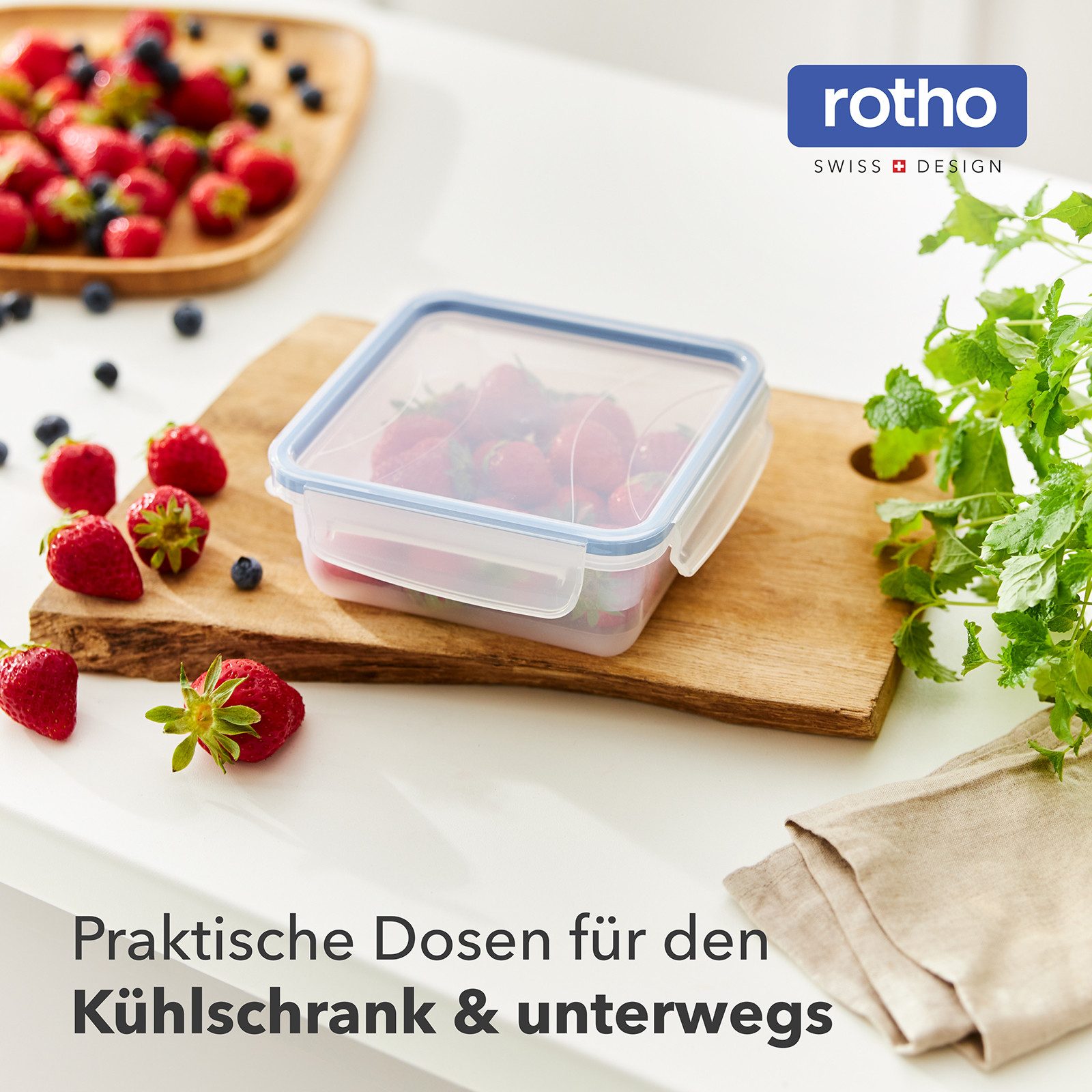 ROTHO Frischhaltedose CLICK LOCK Frischhaltedosen Set 5x0,8 l luftdicht mit Clipverschluss, Kunststoff, (Vorratsbehälterset, 5er-Set), Luftdichtes Frischhaltedosen Set für sichere Lebensmittelaufbewahrung