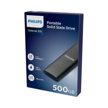 Philips FM50SS030P/00 externe SSD (500GB) SATA" 540 MB/S Lesegeschwindigkeit, 520 MB/S Schreibgeschwindigkeit, Space Grey, Aluminium, Ultra Speed USB-C 3.2