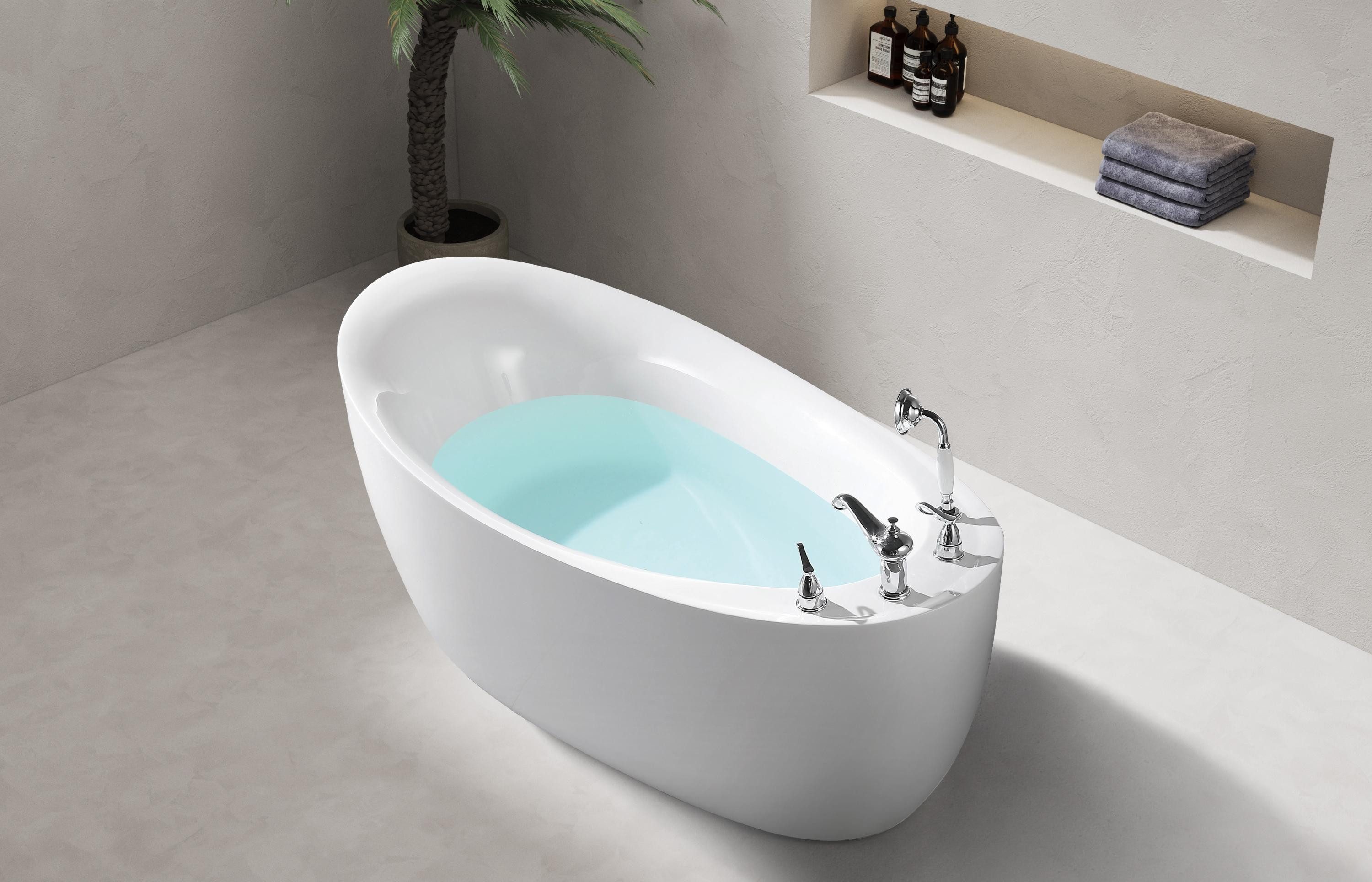 Xlmoebel Badewanne Freistehende ovale Badewanne mit kompletter Armaturen-Ausstattung, Hergestellt in Europa
