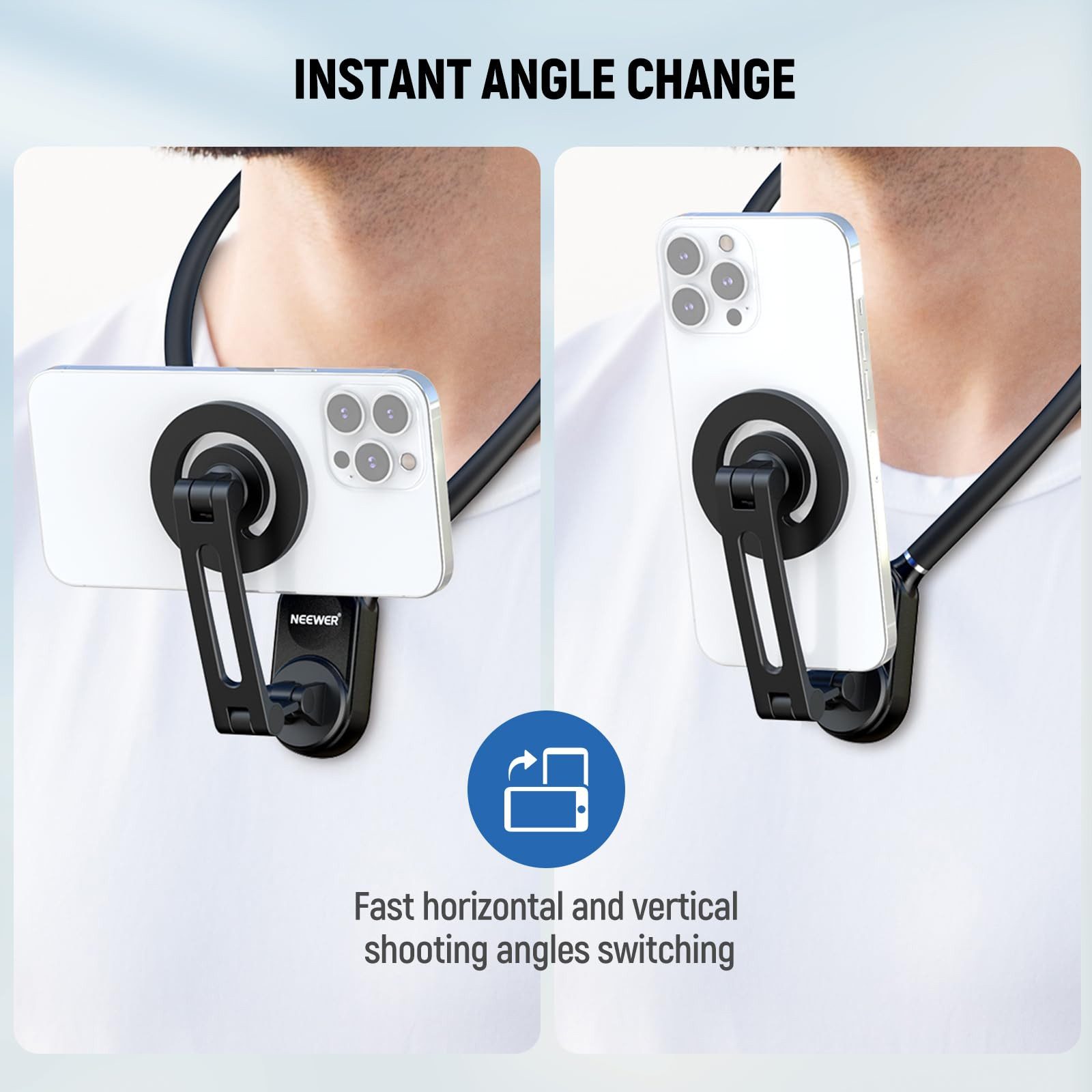 Neewer Handy-Halterung GP16 Magnethalterung Neck Releaser für Action Cam Phone, freihändige, (Packung, 1-tlg., Nackenhalterung Handy Halter für POV Vlog GoPro DJI iPhone Android)