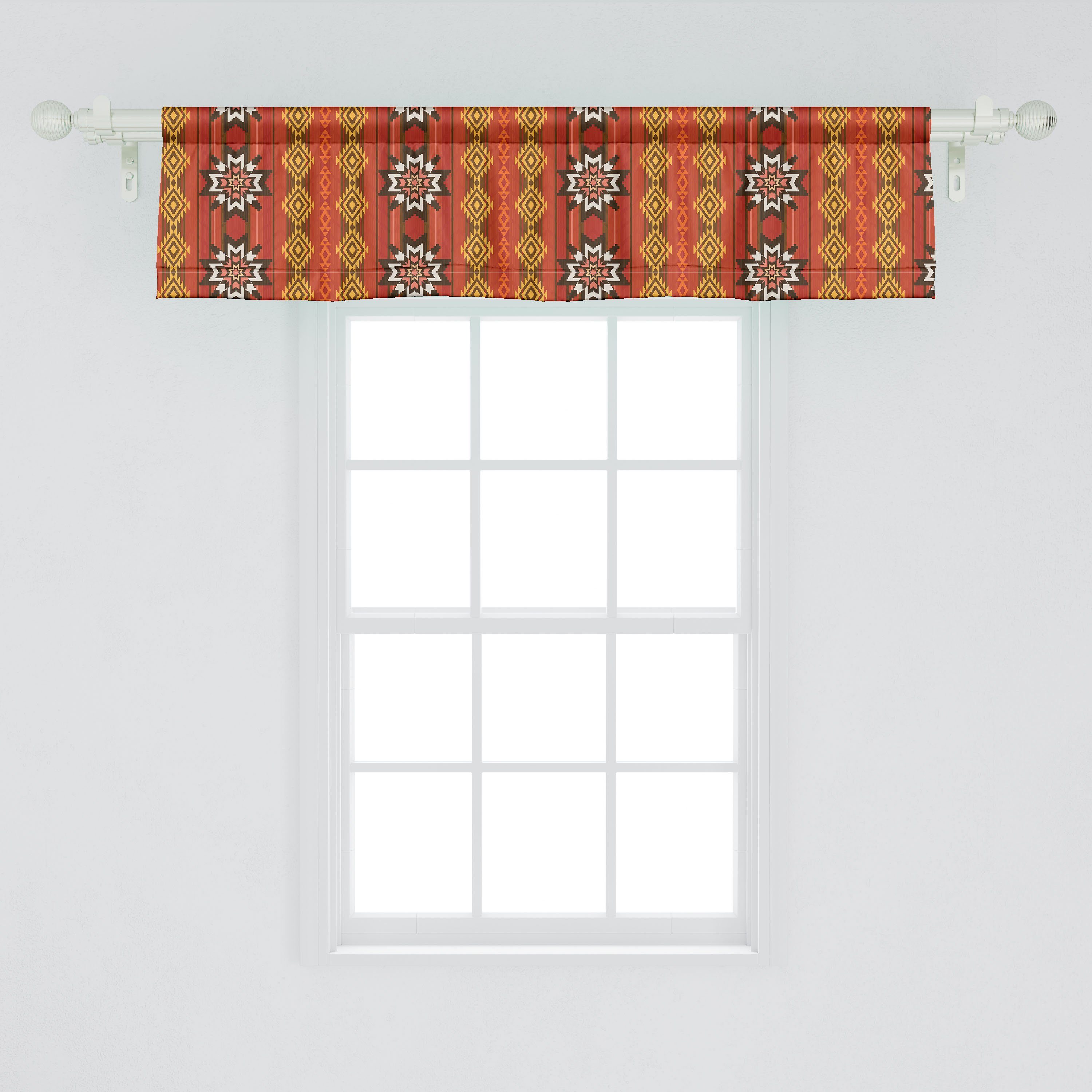 Scheibengardine Vorhang Microfaser, für Abakuhaus, Dekor mit Orange Motiv Volant Schlafzimmer Küche traditionelle Stangentasche