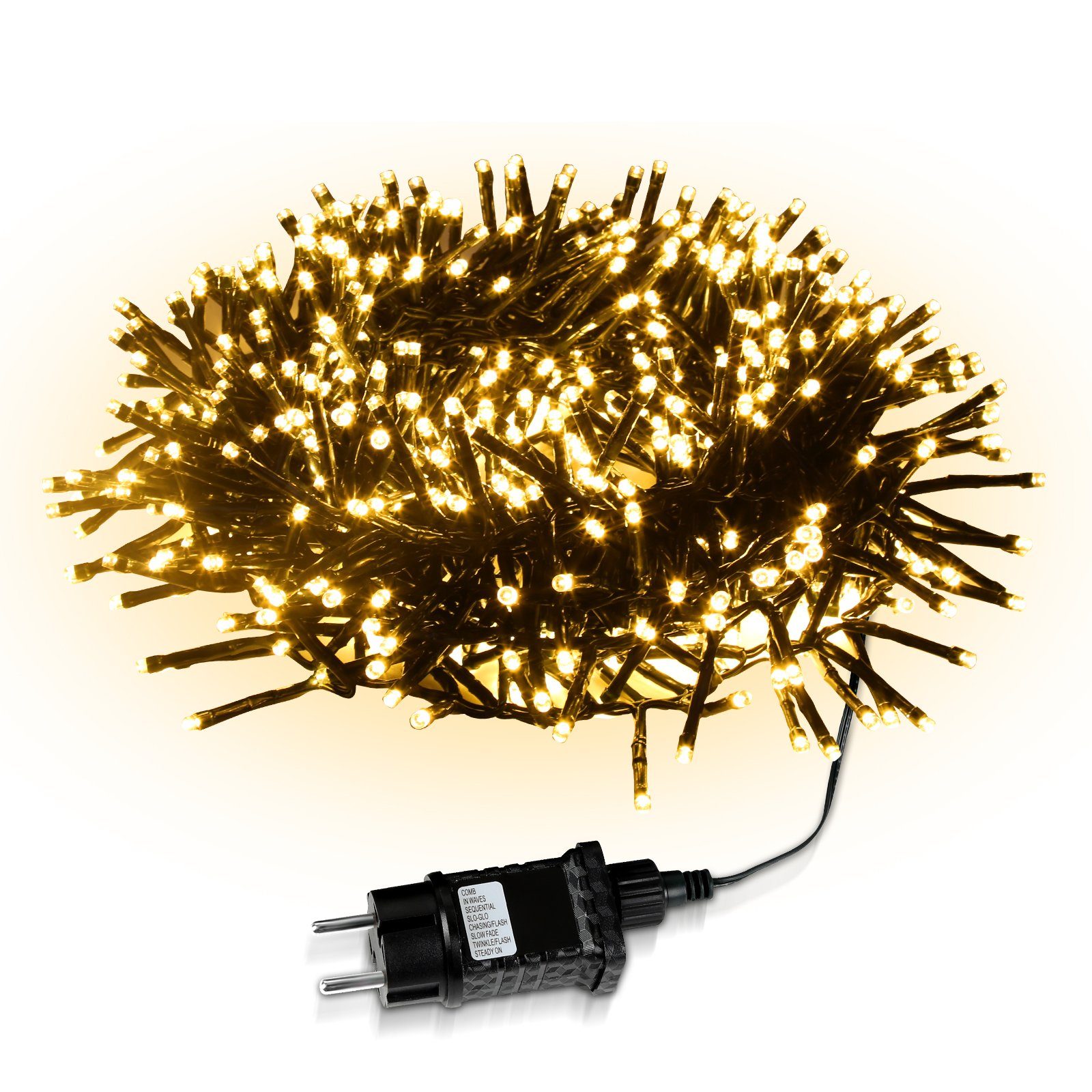 Clanmacy LEDLichterkette »LED Lichterkette 5.6m Outdoor Indoor Hängend, 768 LEDs Warmweiß IP44«