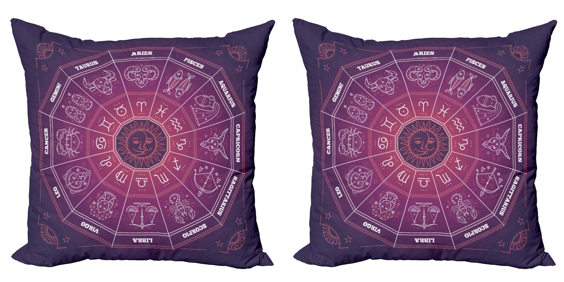 Kissenbezüge Modern Accent Doppelseitiger Digitaldruck, Abakuhaus (2 Stück), Lila Bunte Astrologie Zeichen