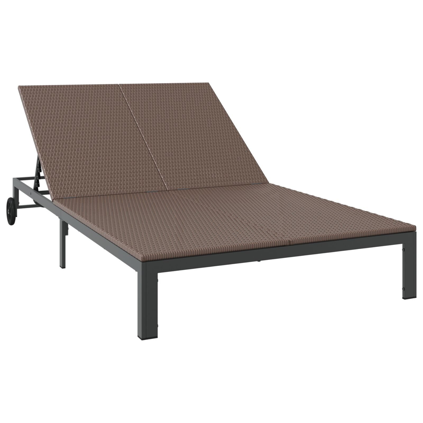 vidaXL Gartenliege 206 x 115 x 75 cm Gartenliege aus Polyrattan für 2 Personen mit verste