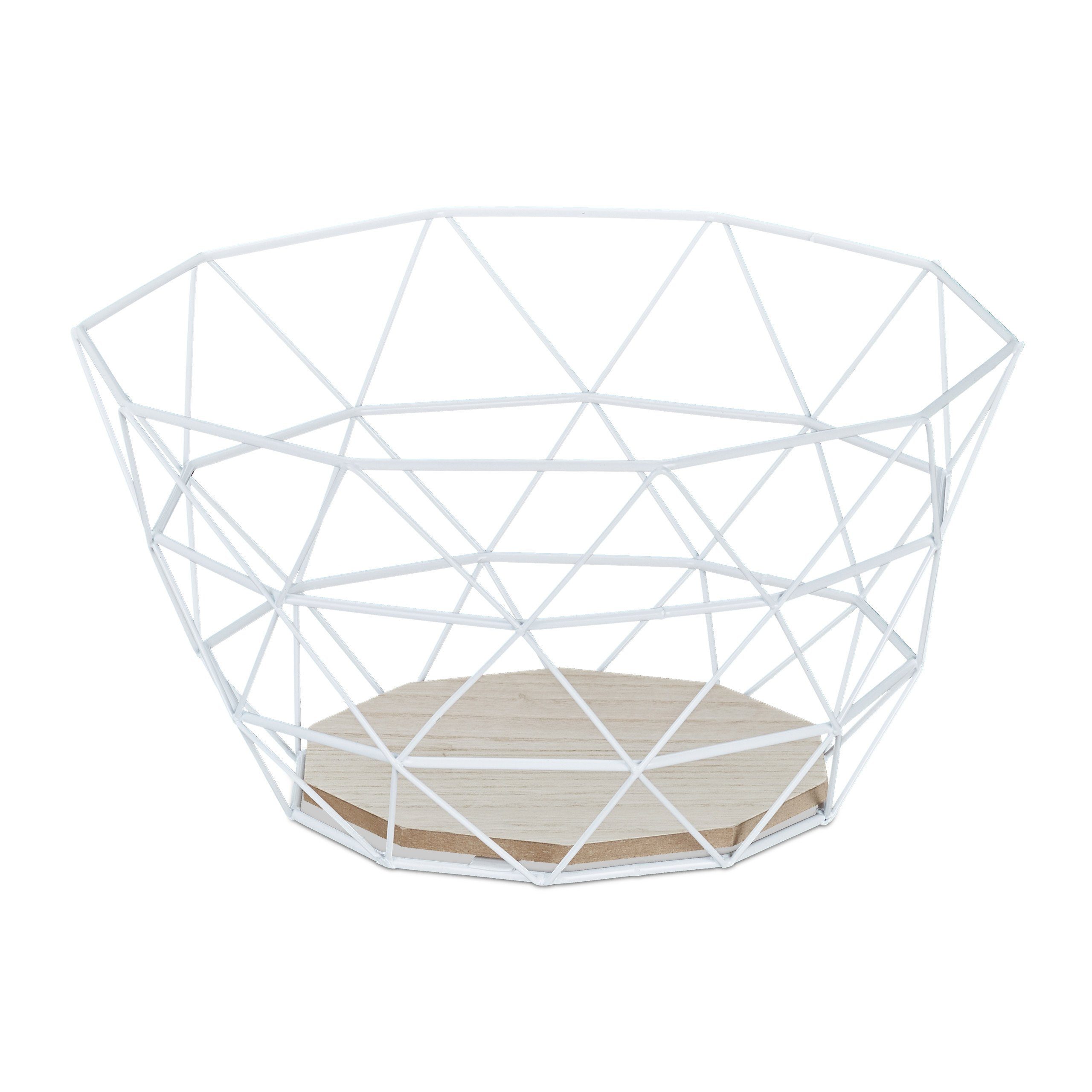 relaxdays Obstschale Obstkorb Gitter Design, Eisen, weiß