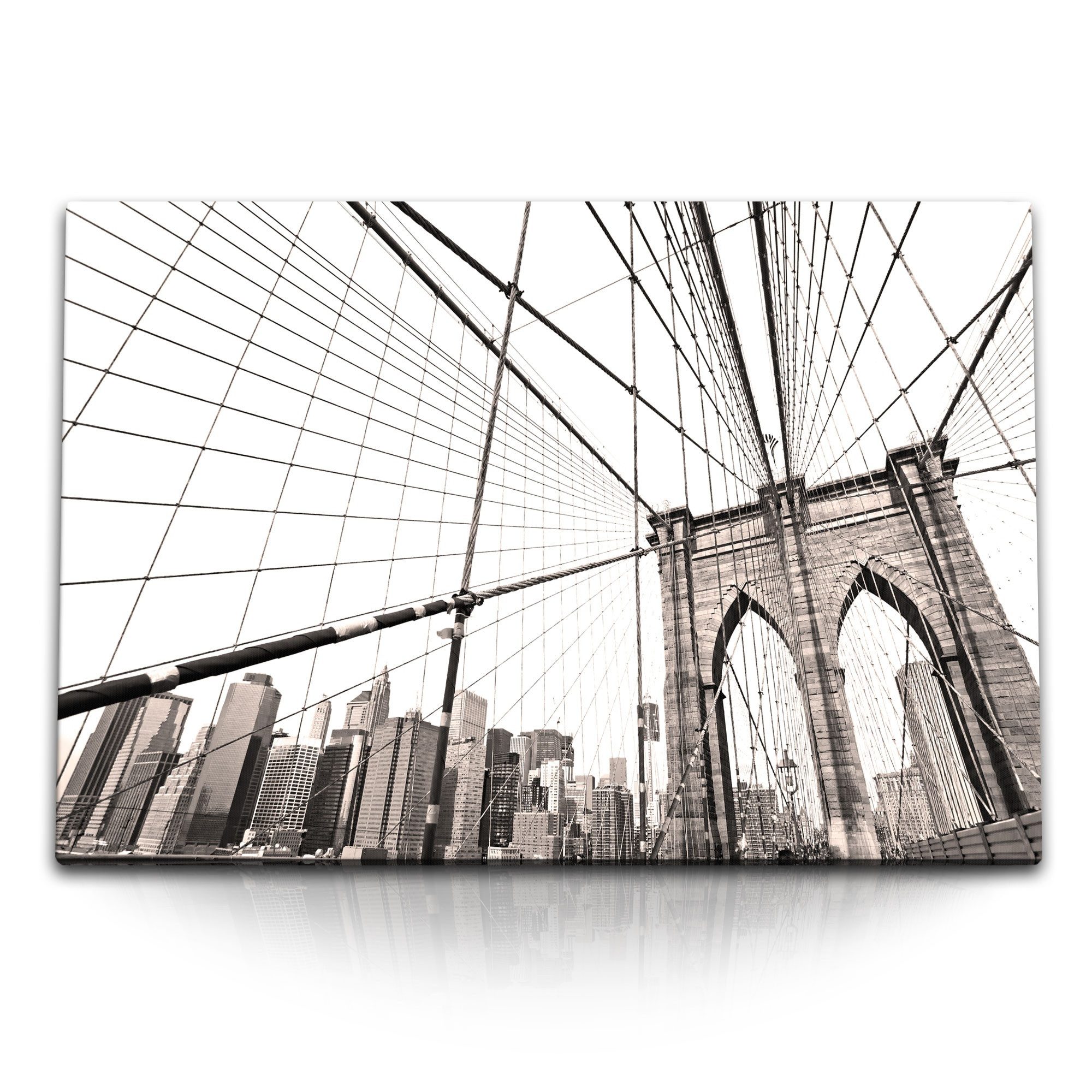 Sinus Art Leinwandbild 120x80cm Wandbild auf Leinwand Brooklyn Bridge New York Brücke USA, (1 St)